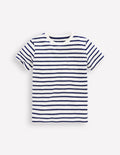 T-shirt manches courtes pour tous les jours-Bleu universitaire/écru