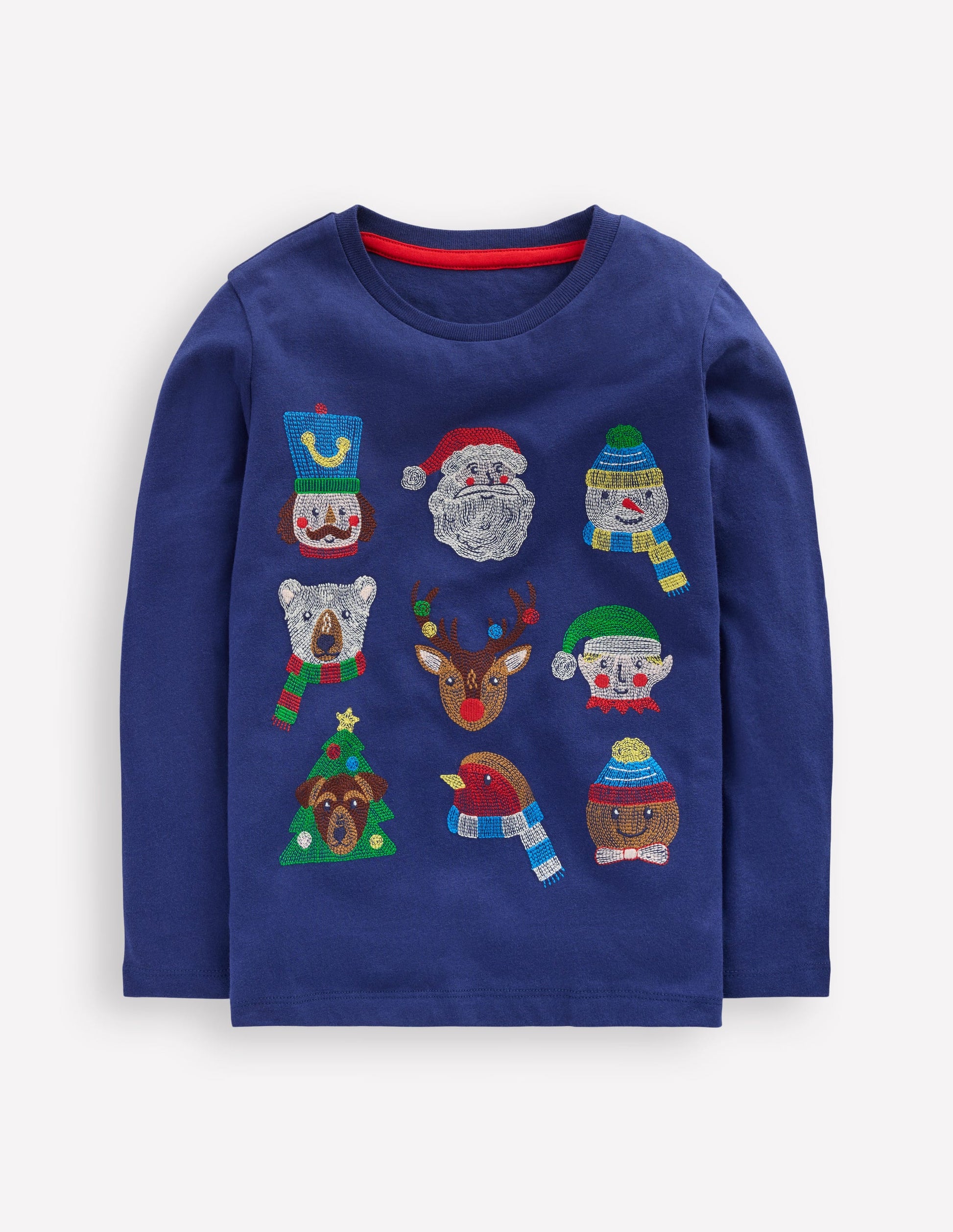 Langärmliges Superstitch-Oberteil-Dämmerungsblau Weihnachtliche Charaktere-1
