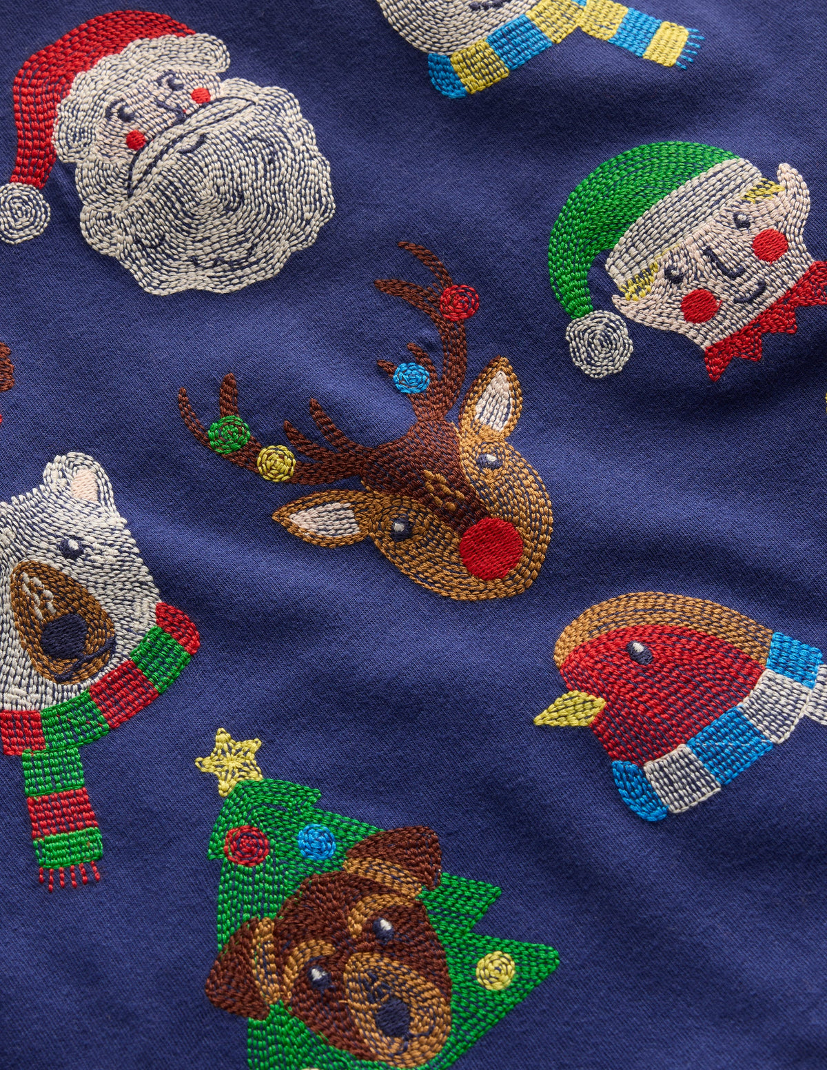 Langärmliges Superstitch-Oberteil-Dämmerungsblau Weihnachtliche Charaktere-3