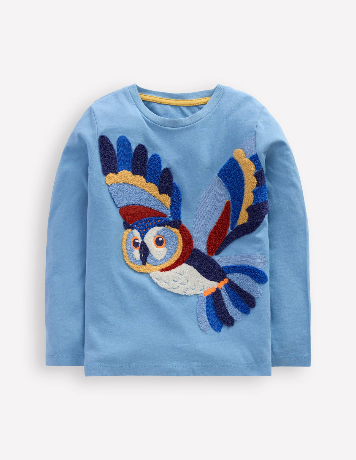 Long Sleeve Bouclé T-shirt-Seamist Blue Owl - Image 1