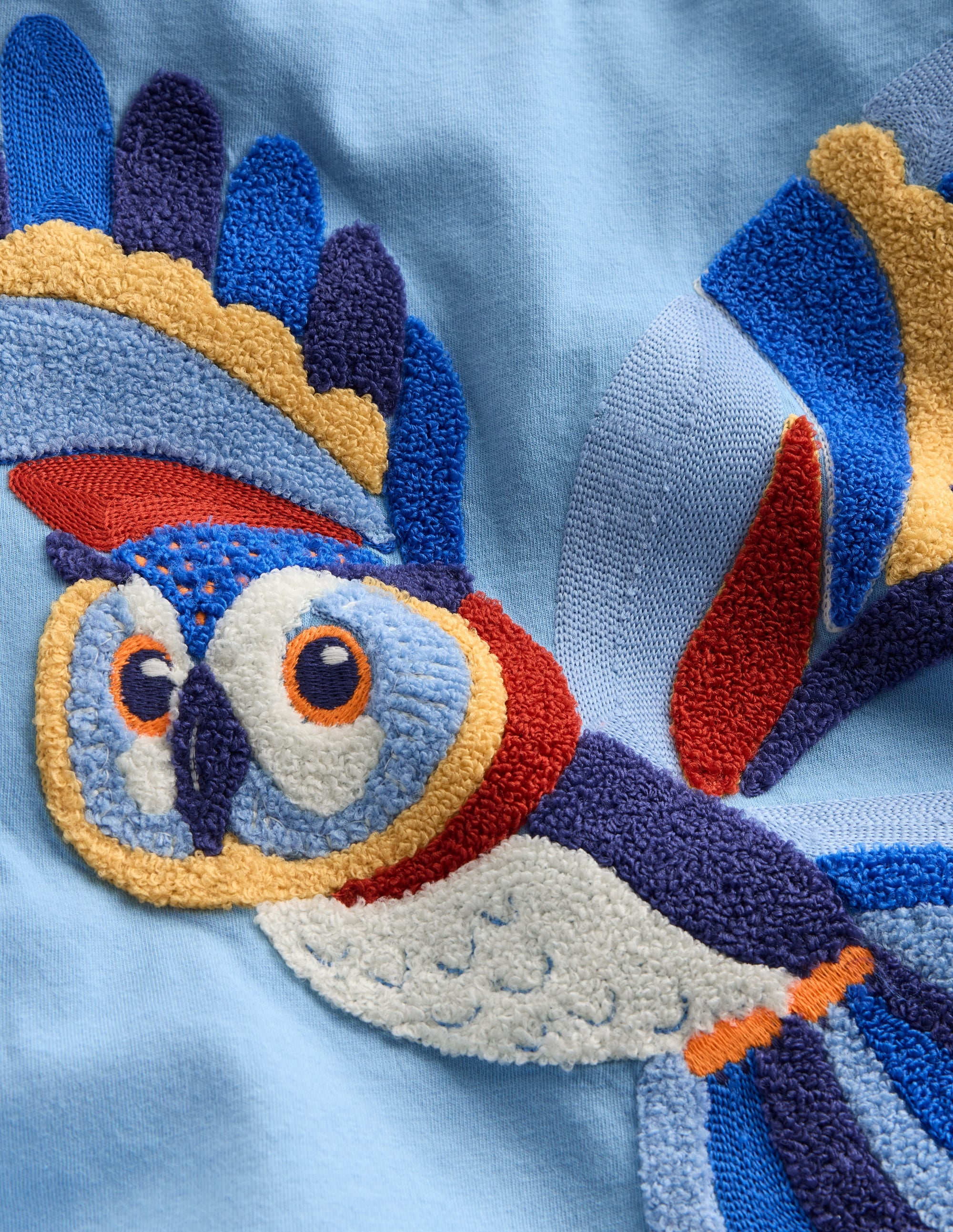 Long Sleeve Bouclé T-shirt-Seamist Blue Owl - Image 3