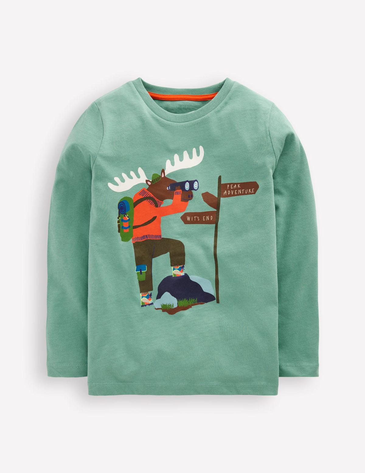 Langarmshirt mit Druck-Ölblau Elch Entdecker - Image 1