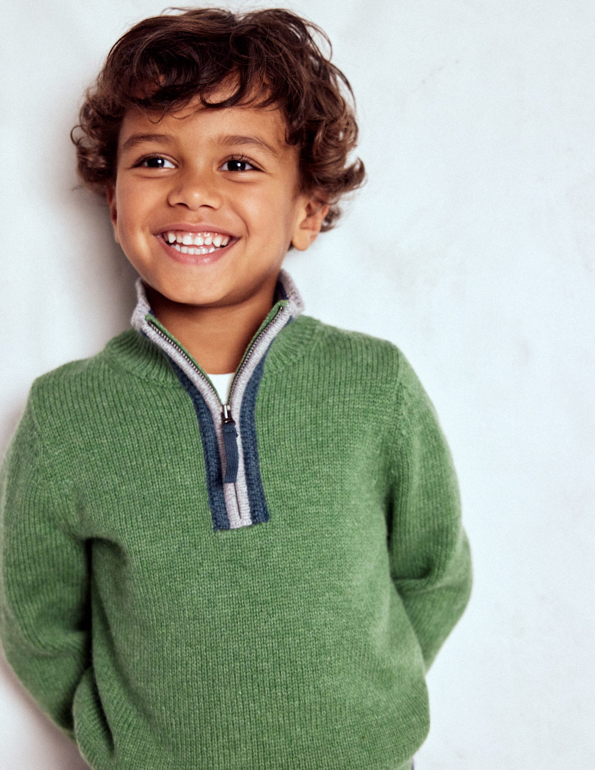 Klassischer Pullover mit halblangem Reißverschluss-Dunkles Teichgrün-2