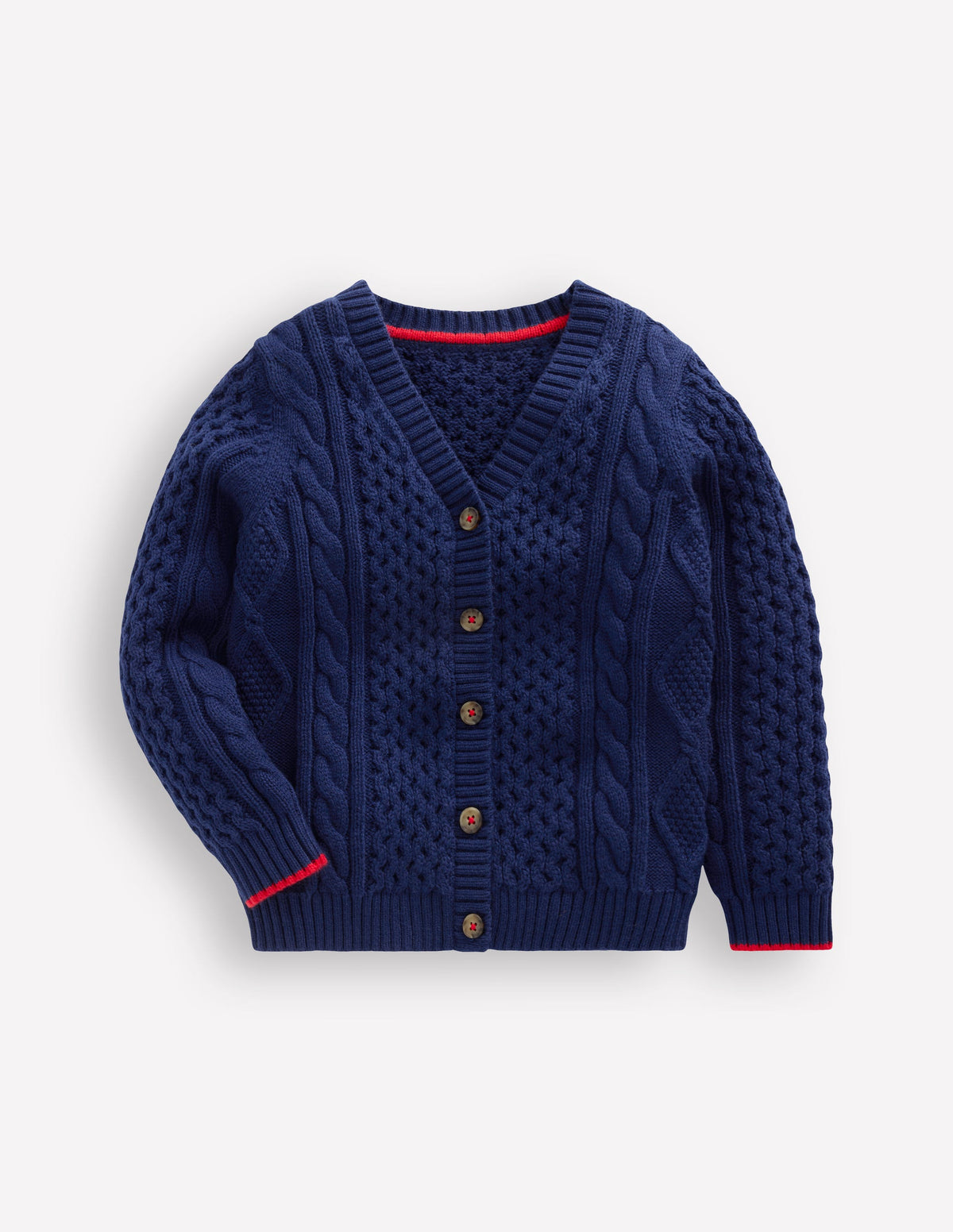 Klassische Strickjacke mit Zopfmuster-Schuluniform-Marineblau - Image 4