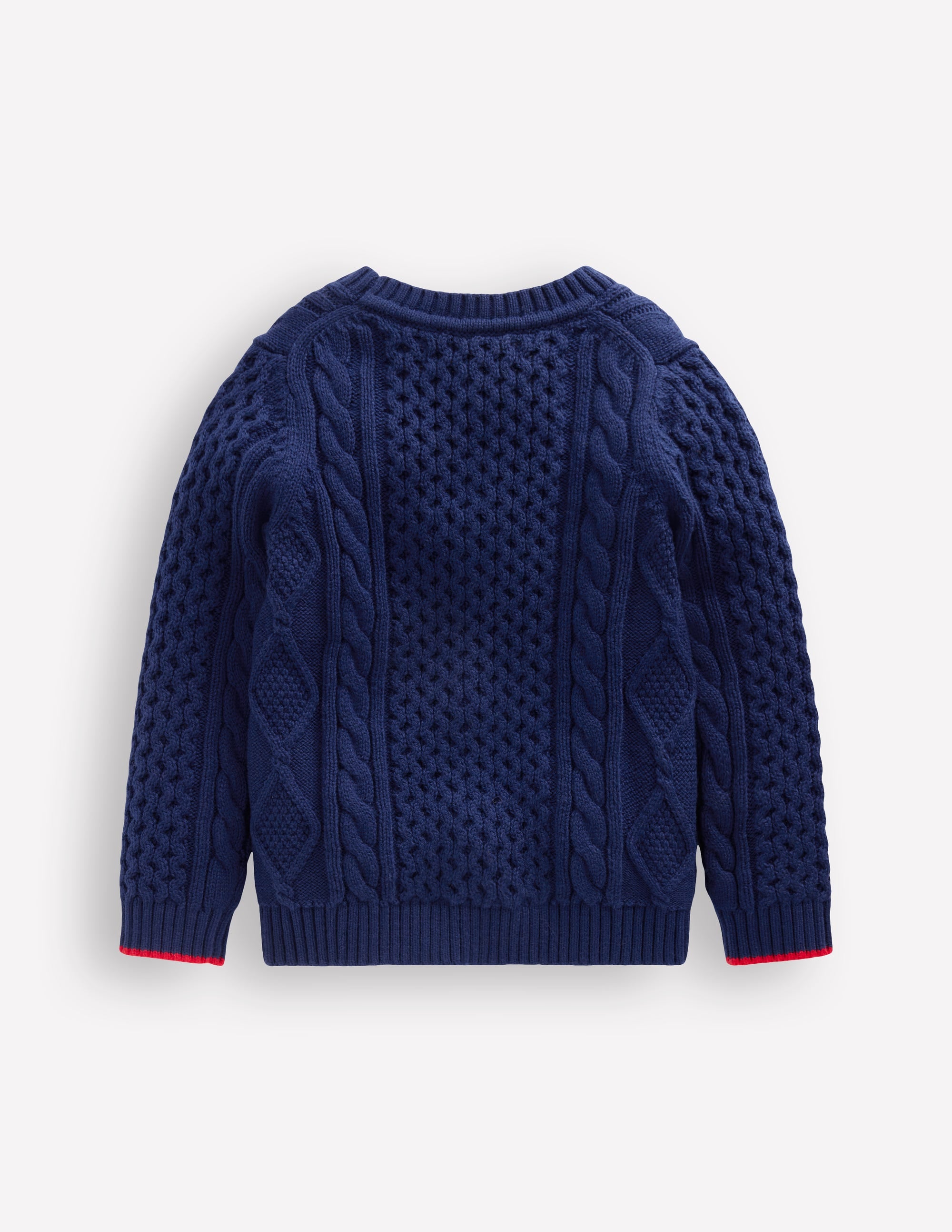 Klassische Strickjacke mit Zopfmuster-Schuluniform-Marineblau - Image 5