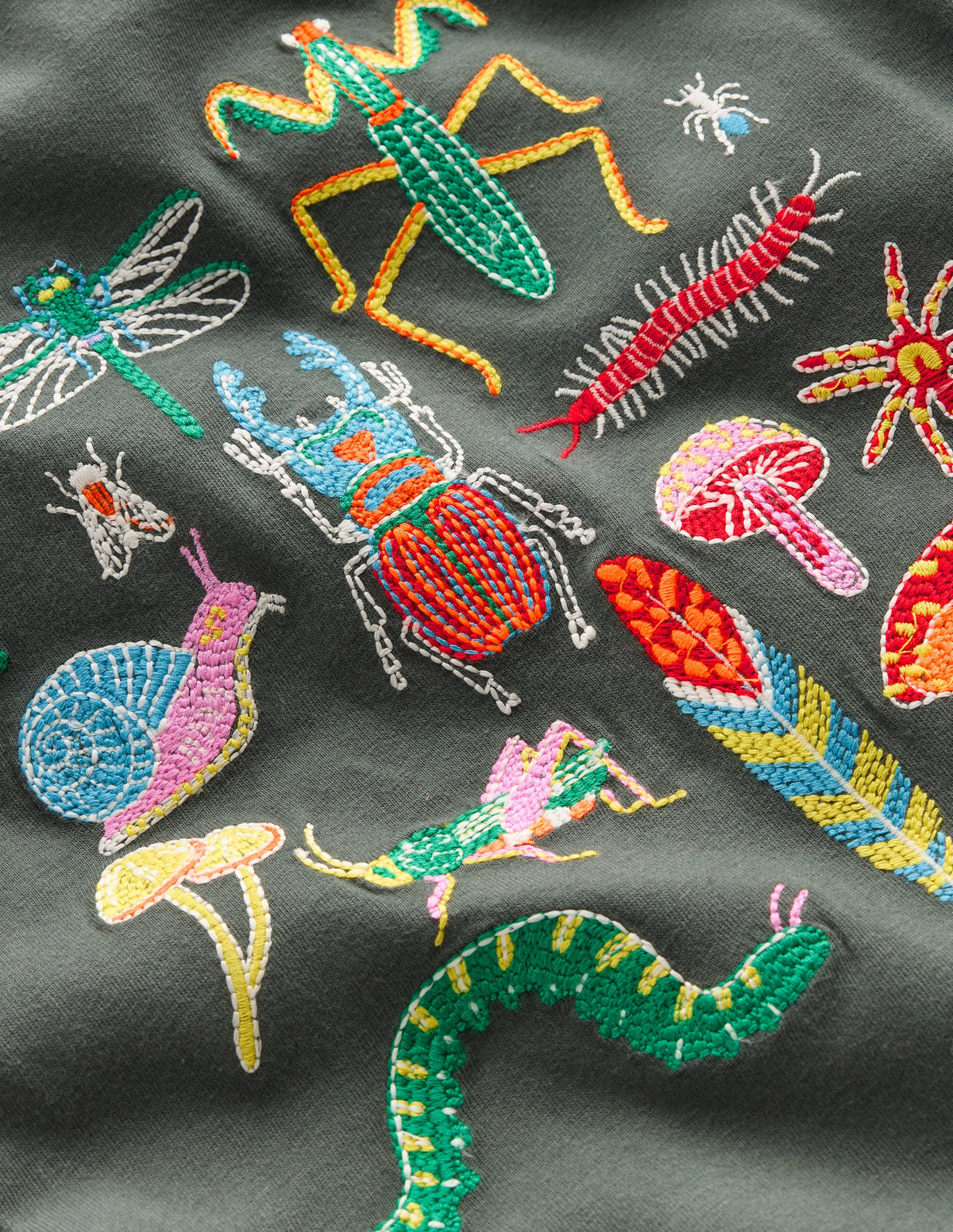 Im Dunkeln leuchtendes T-Shirt mit Superstitch-Rauchgrau Insekten-3