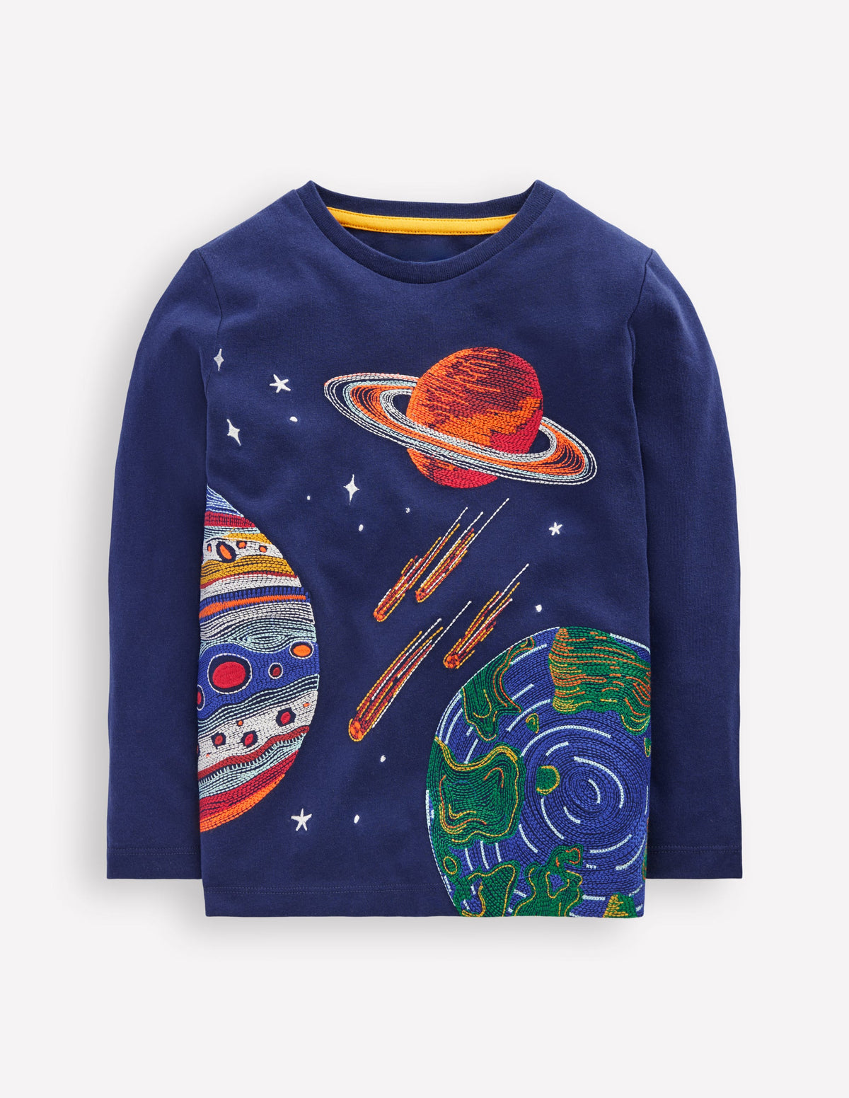 Im Dunkeln leuchtendes T-Shirt mit Superstitch-Mittelalterliches Blau Planeten - Image 1