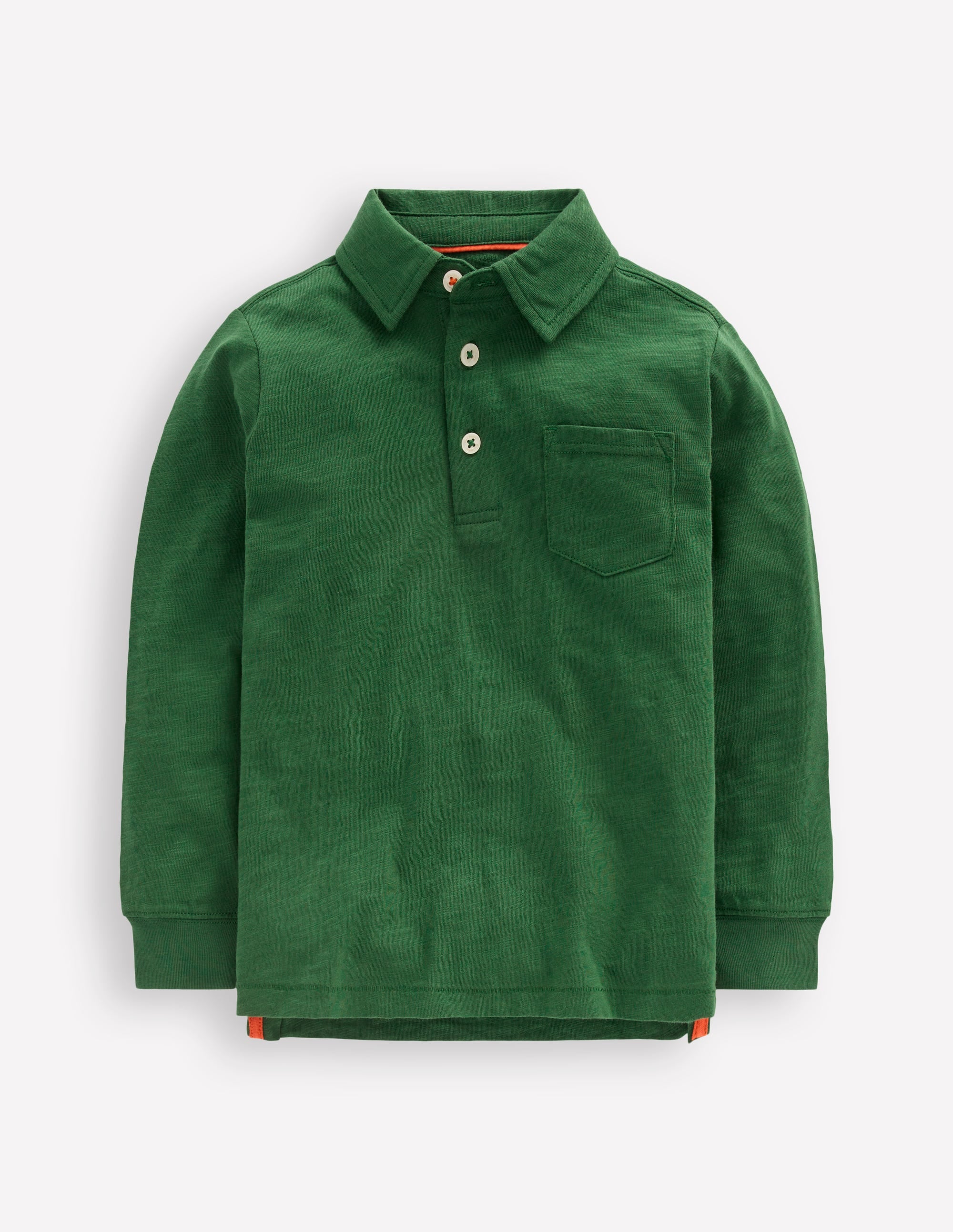 Langärmliges Poloshirt aus Flammgarn-Kieferngrün - Image 1