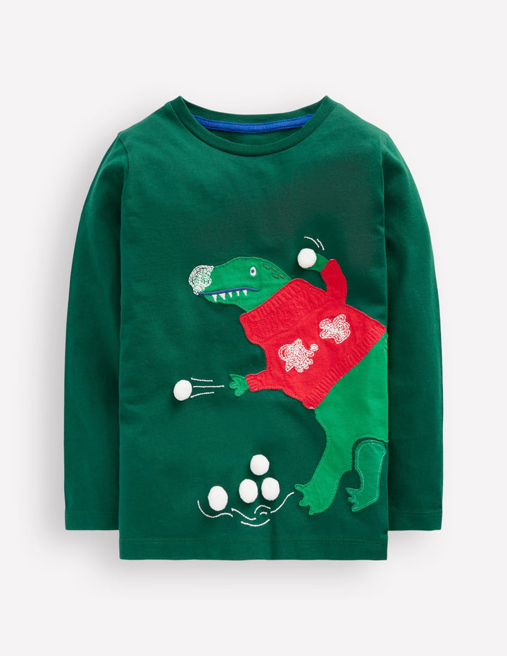 Originelles, langärmliges 3D-T-Shirt-Botanischer Garten Dino