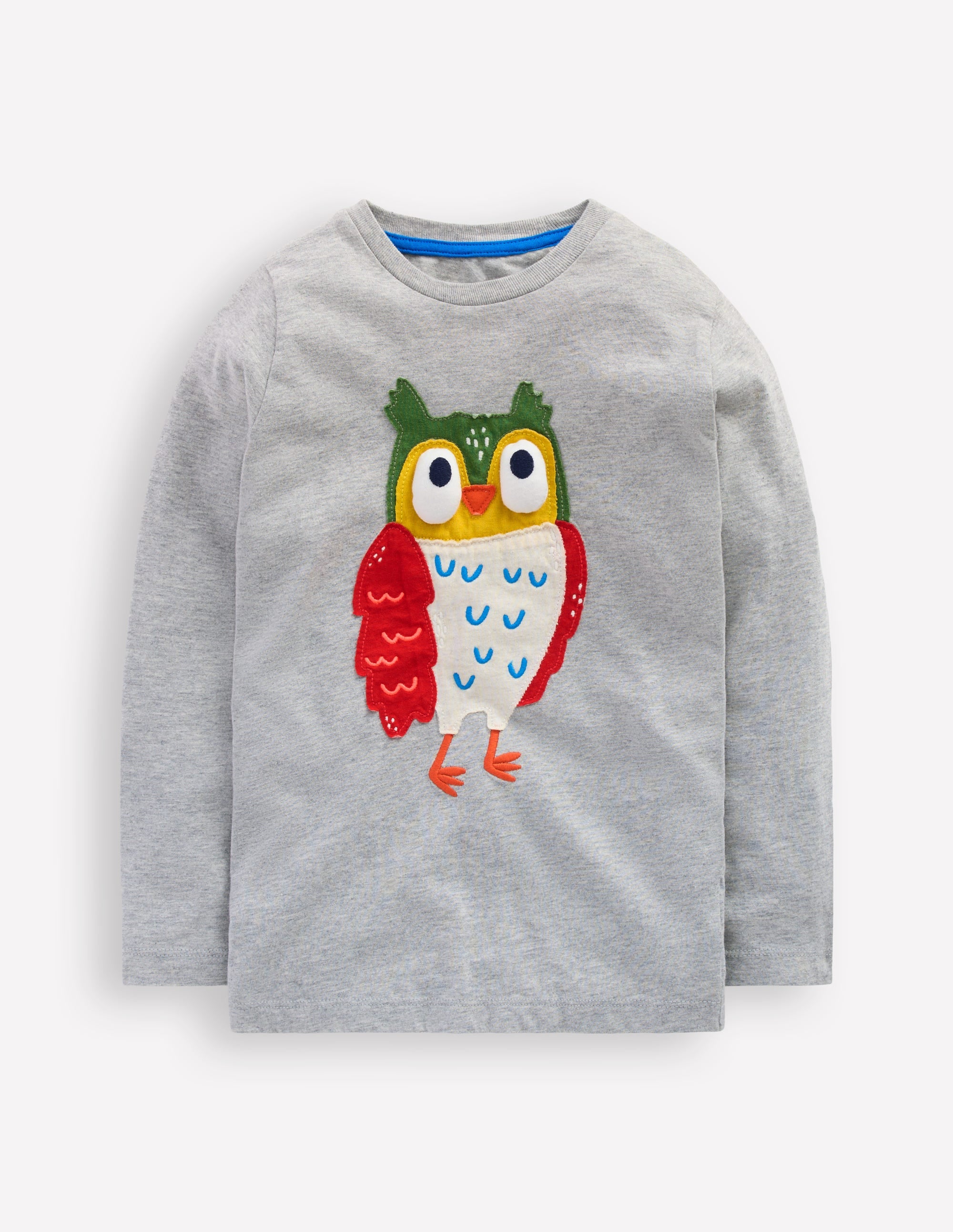 Originelles, langärmliges 3D-T-Shirt-Grau Eule - Image 1