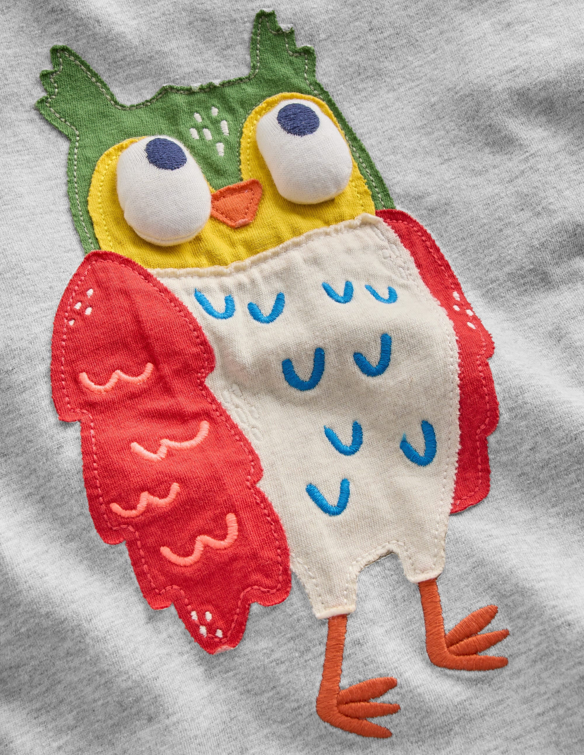 Originelles, langärmliges 3D-T-Shirt-Grau Eule - Image 3