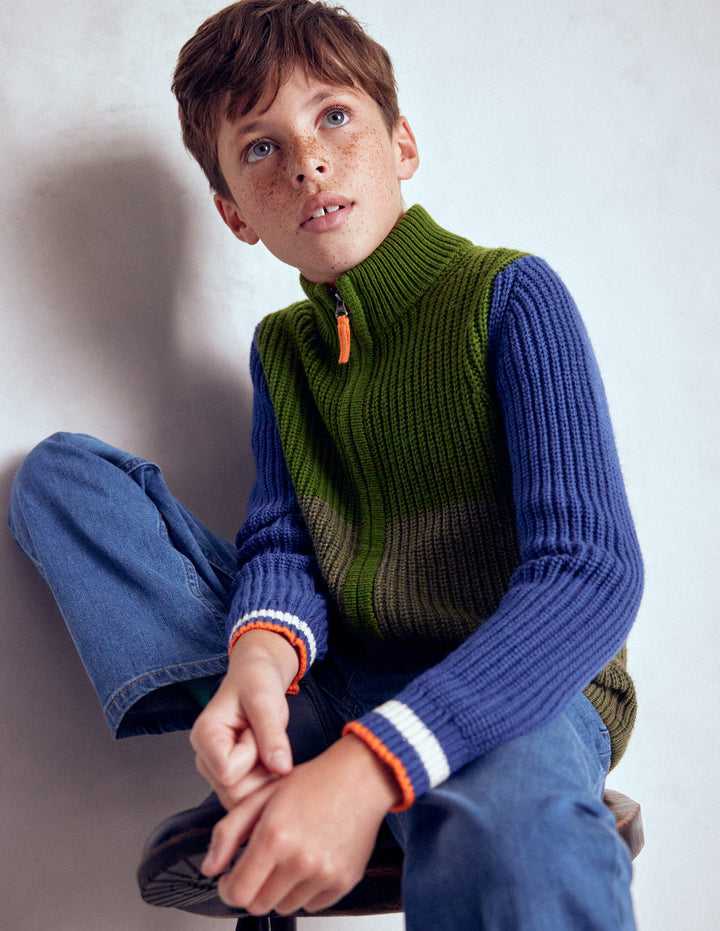Pull zippé épais-VERT