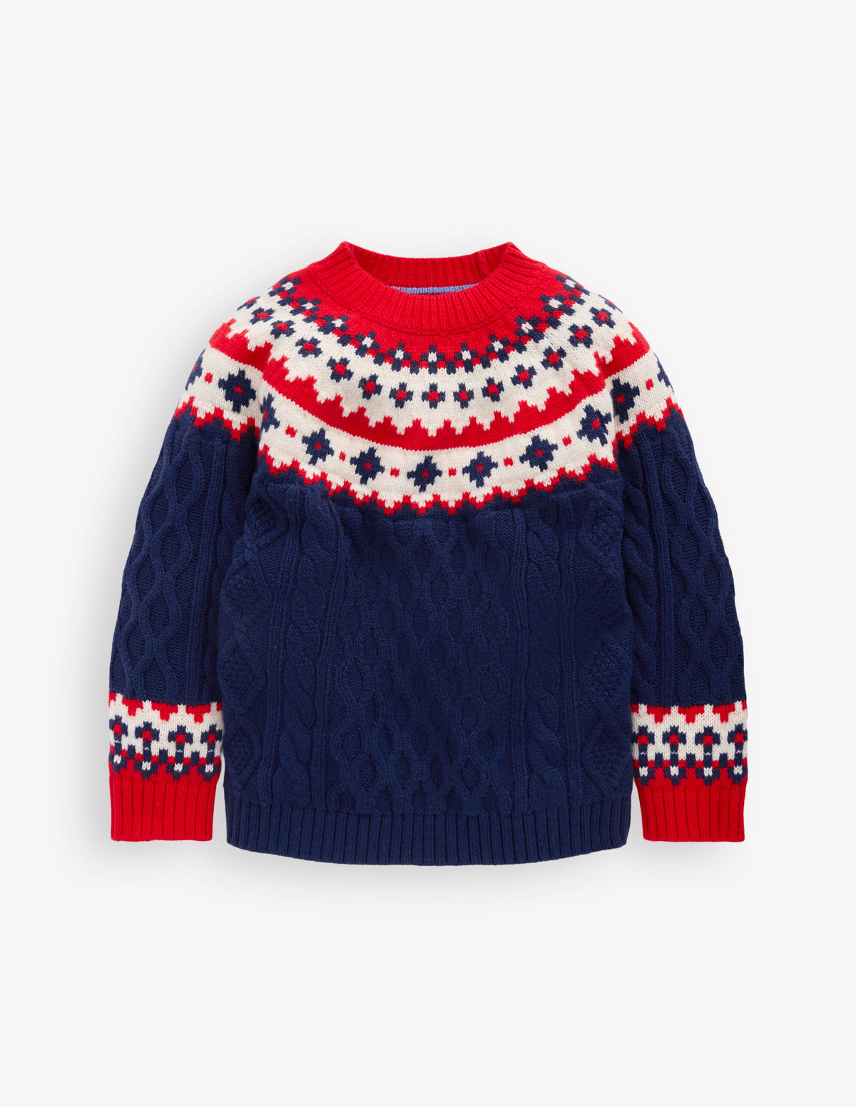 Fair-Isle-Pullover mit Zopfmuster-Mittelalterliches Blau-1