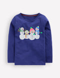Riso Langarmshirt-Segelblau, Schneemann