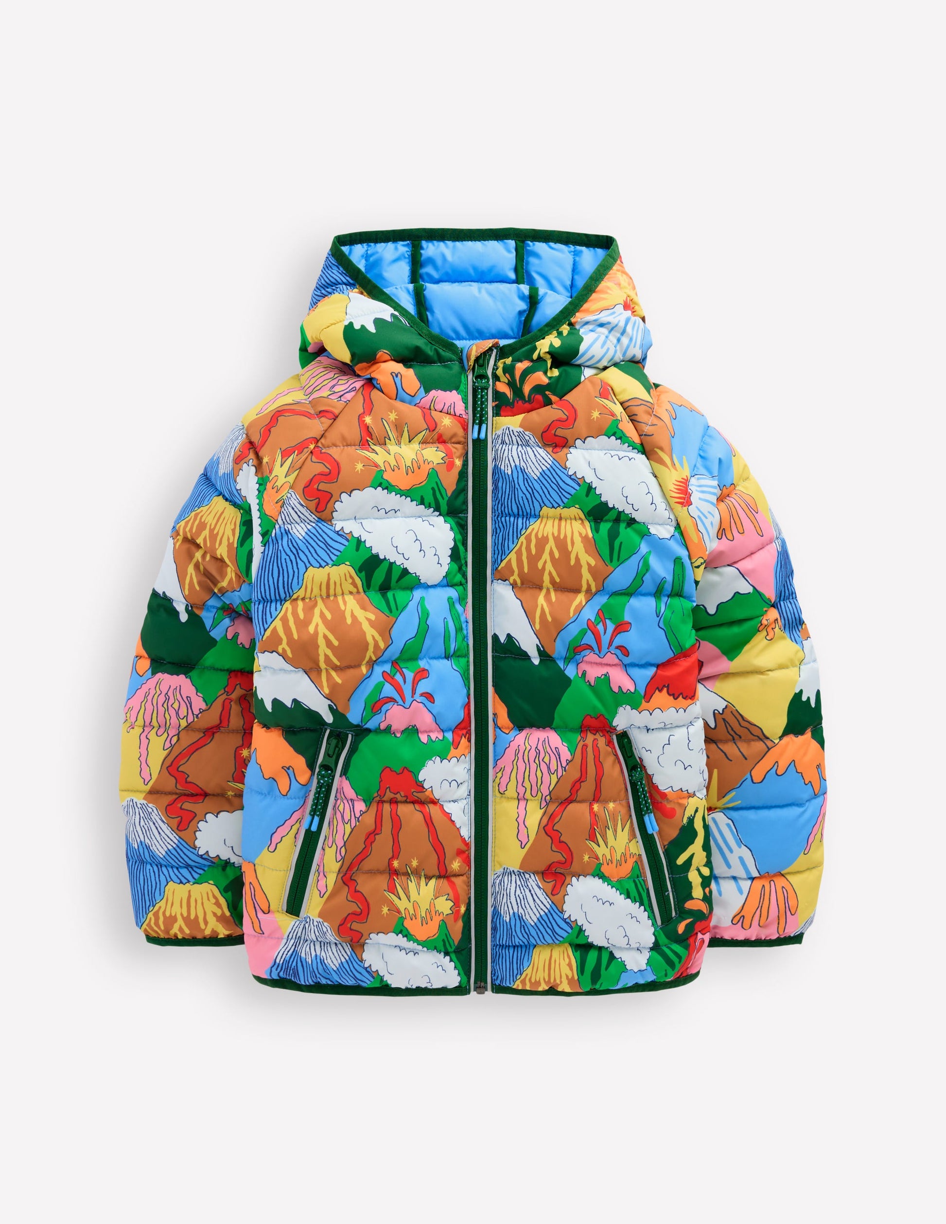 Bequem verstaubare, wattierte Jacke-Bunt Vulkane-4