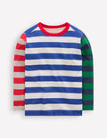 Long Sleeve Hotchpotch T-shirt-White Multi