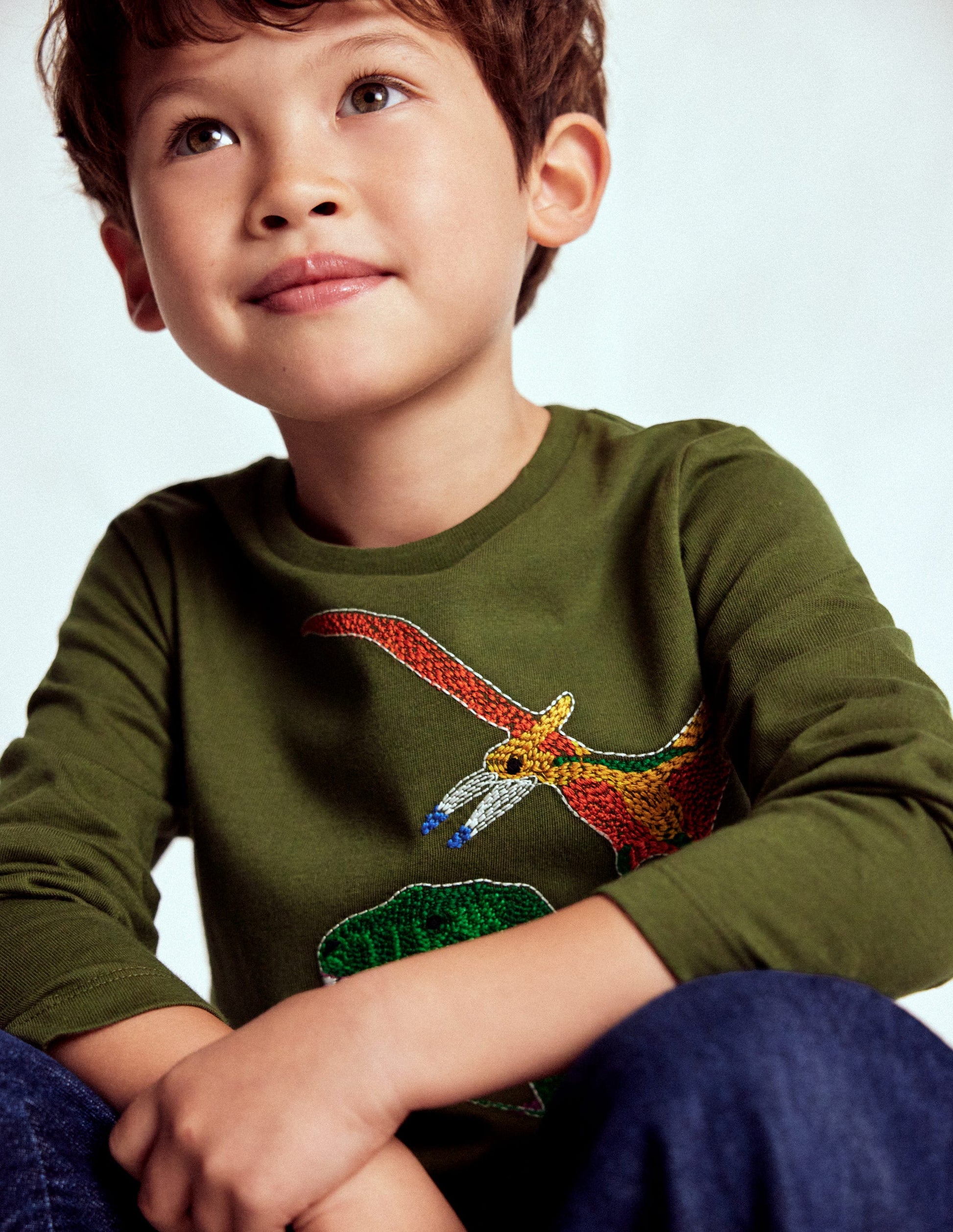 Im Dunkeln leuchtendes T-Shirt mit Superstitch-Wintermoos Dino-3