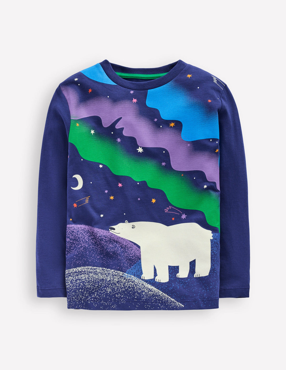 Long Sleeve Glow T-shirt-Twilight Blue Northern Lights - Image 3