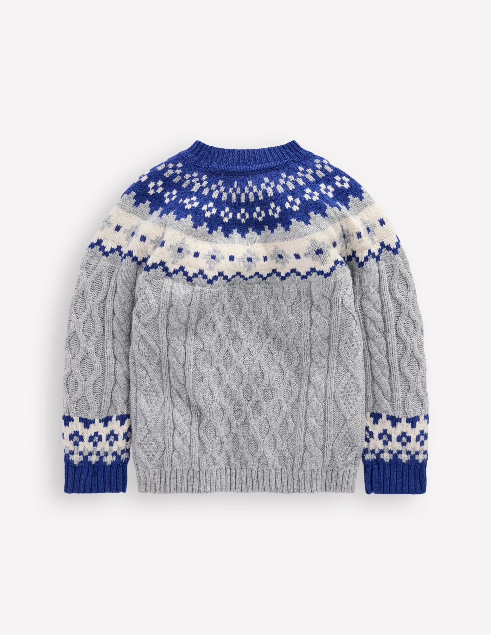 Fair-Isle-Pullover mit Zopfmuster-Grau Meliert - Image 5