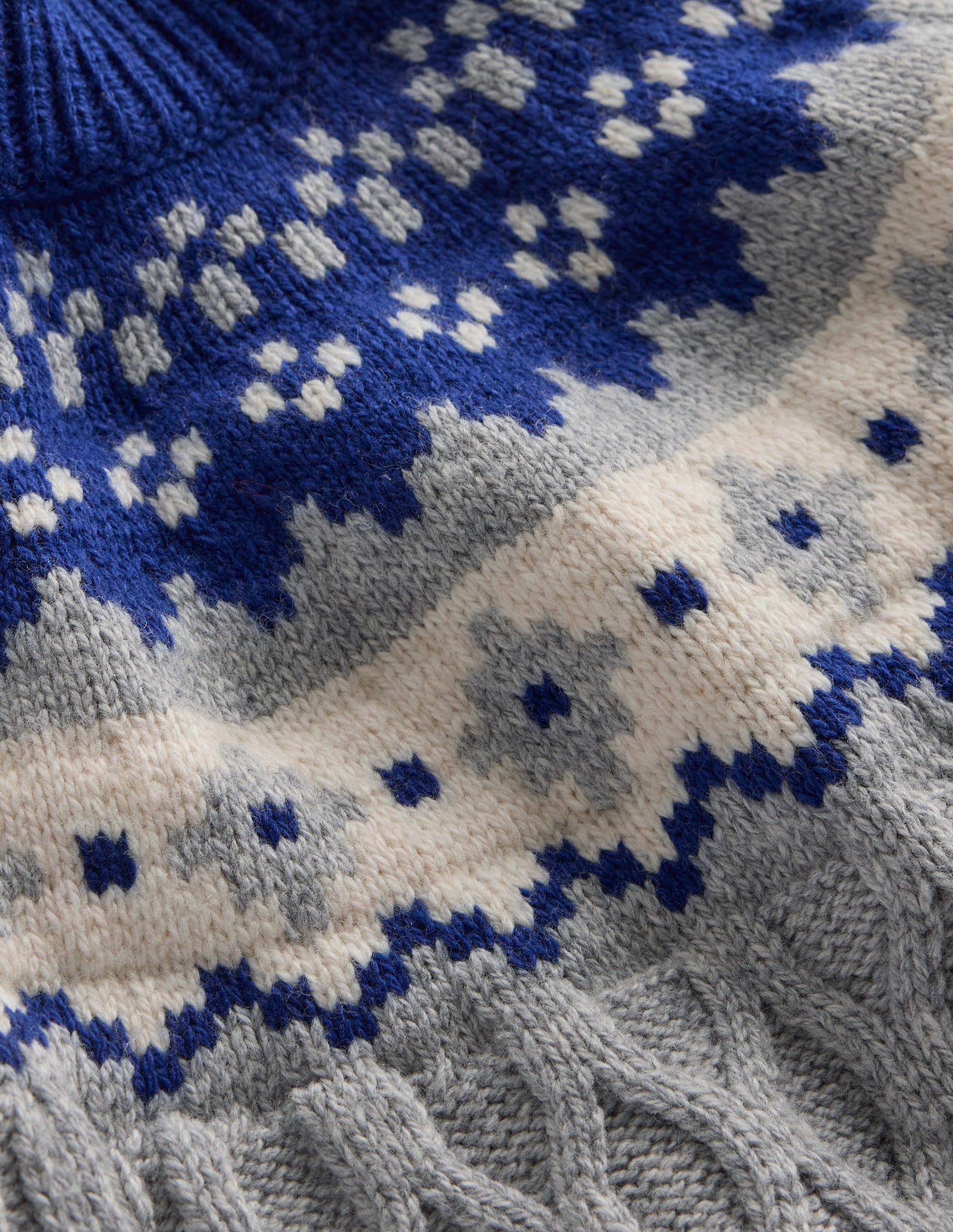 Fair-Isle-Pullover mit Zopfmuster-Grau Meliert - Image 6