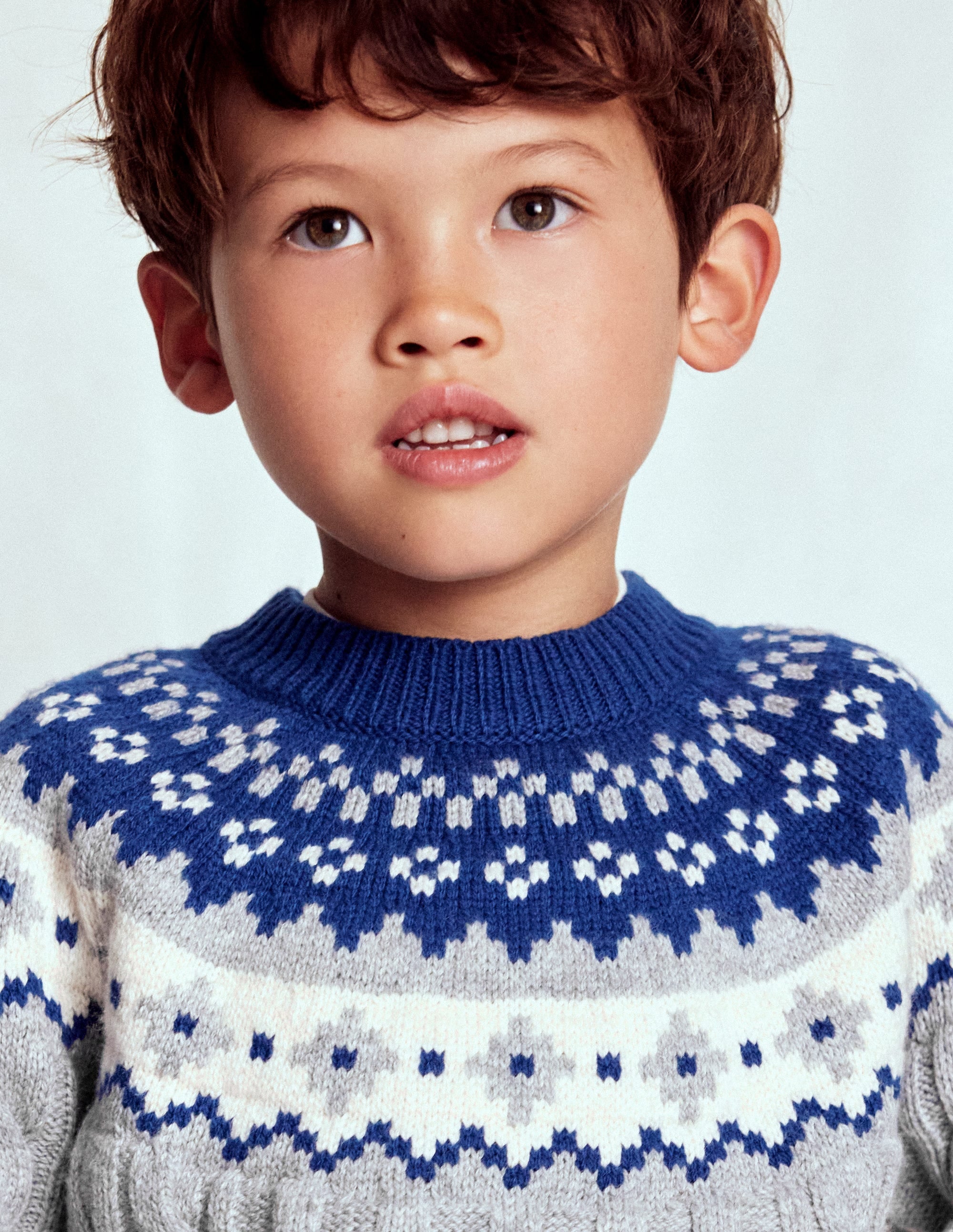 Fair-Isle-Pullover mit Zopfmuster-Grau Meliert - Image 2