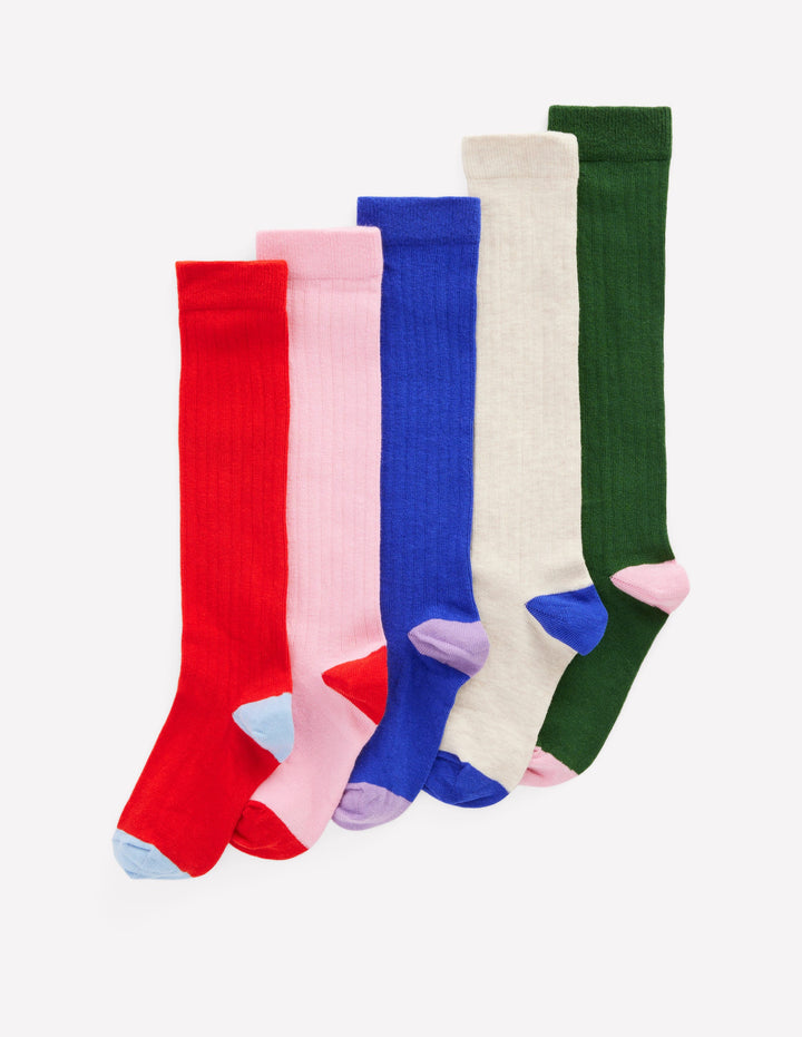 5er-Pack Rippstrick-Kniestrümpfe-Bunt