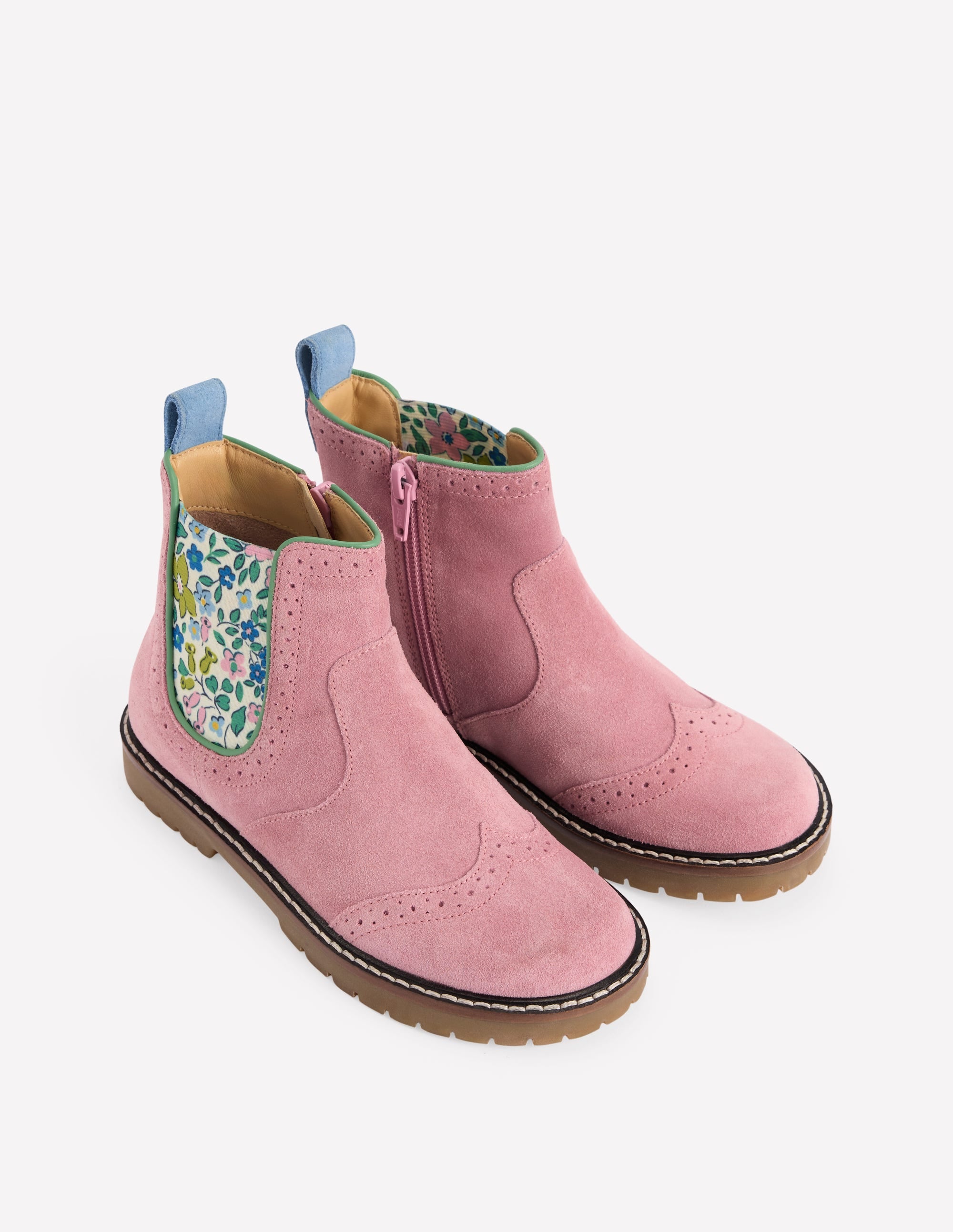 Chelsea-Stiefel aus Leder-Pink Geblümt - Image 2