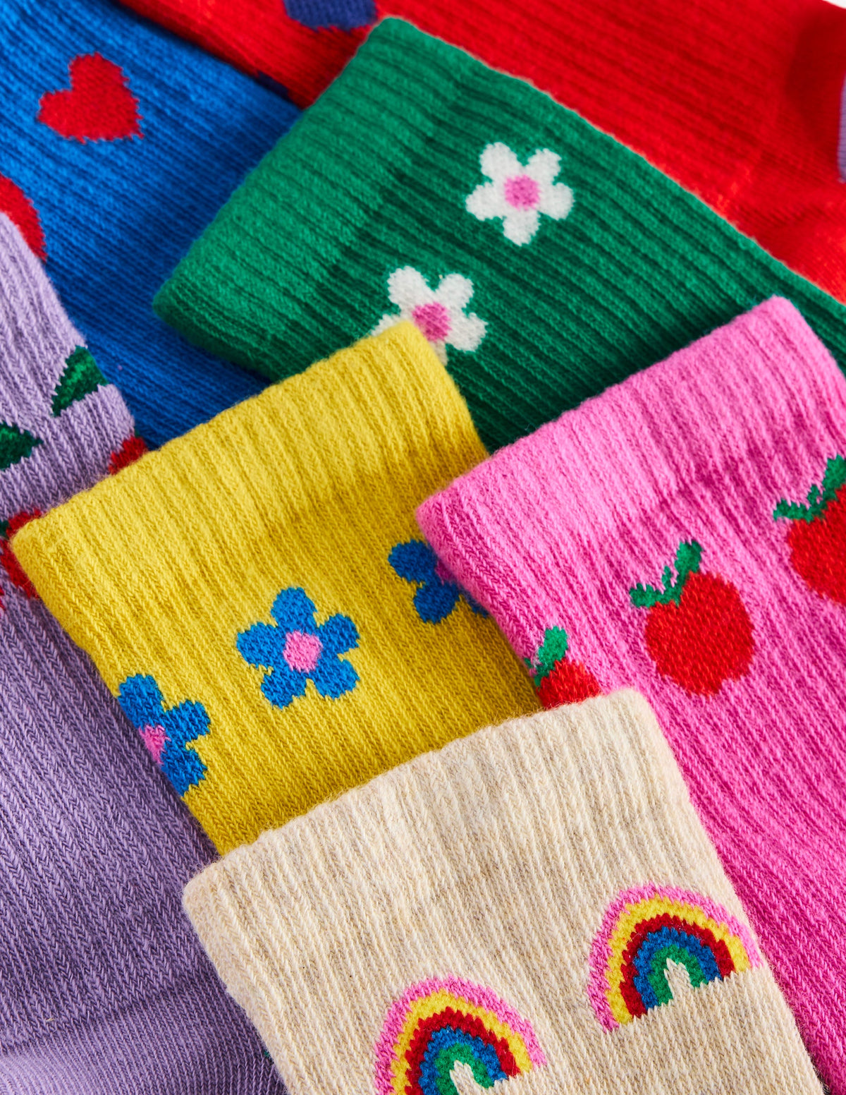 Gerippte Socken im 7er-Pack-Blumen/Regenbogen - Image 2