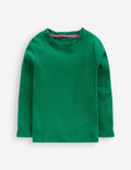 Geripptes Langarmshirt-Waldgrün