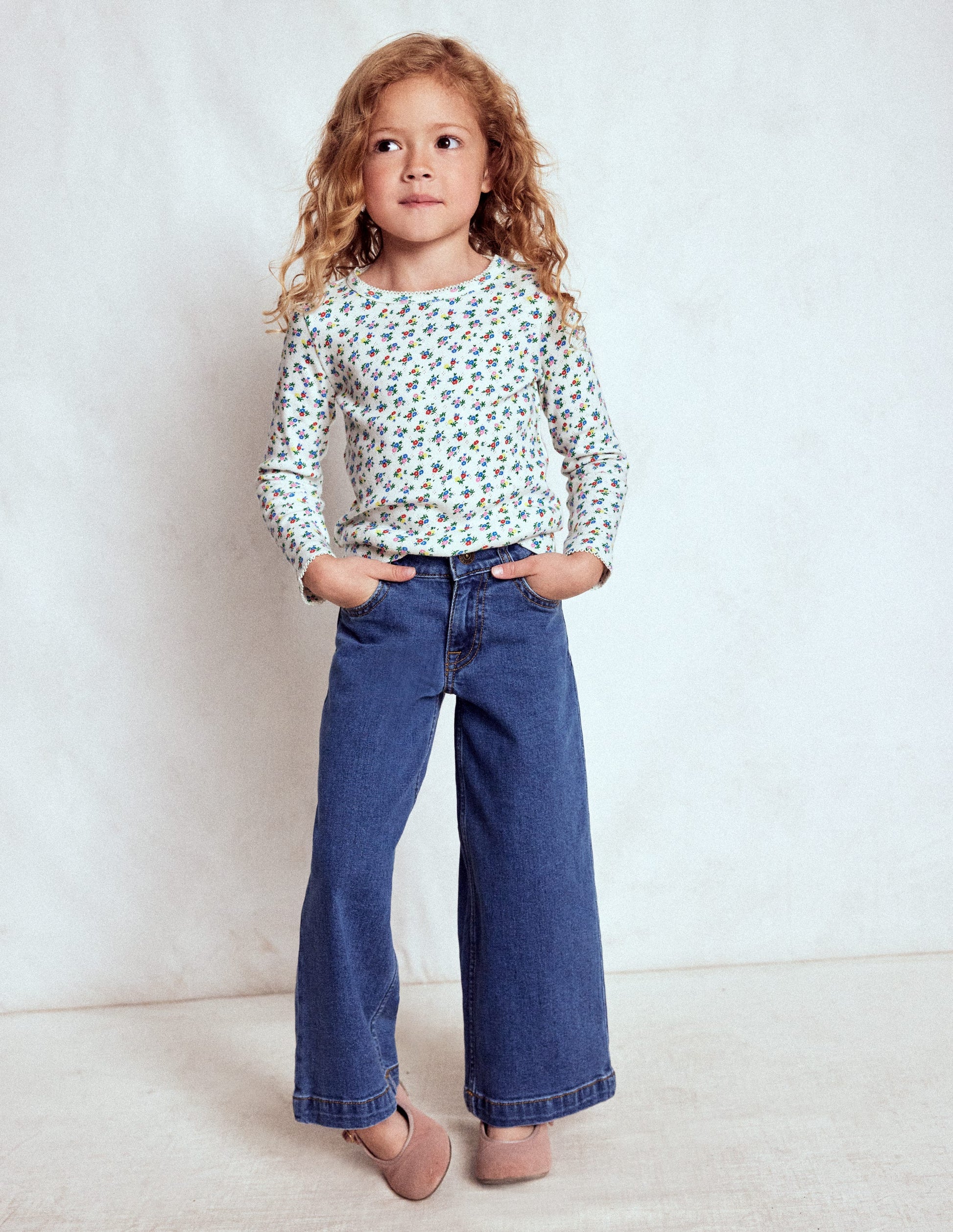 Long Sleeve Pointelle Top-Soft Ivory Ditsy-3