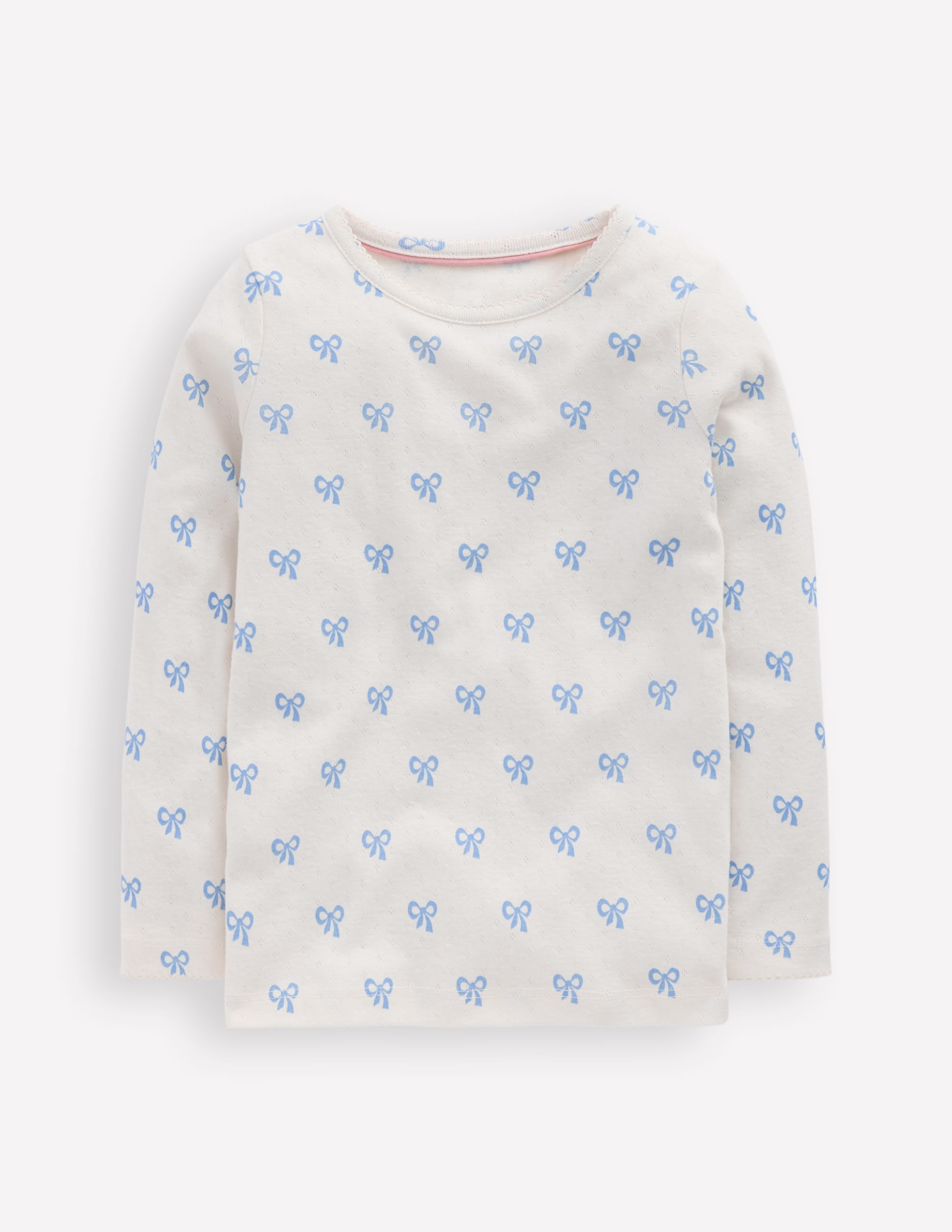 Long Sleeve Pointelle Top-Multi Bows - Image 4