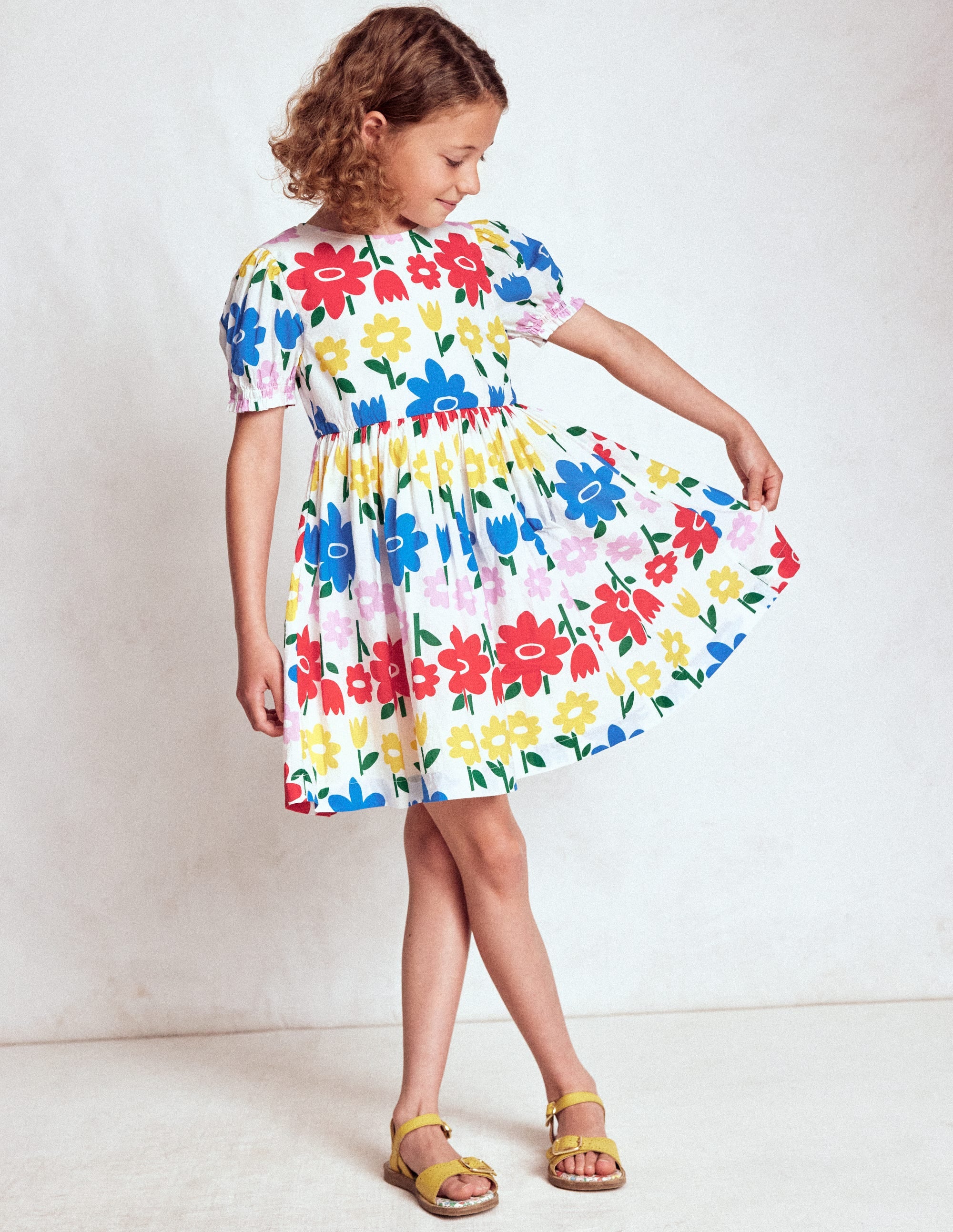 Madeline Gewebtes Kleid-Bunt Regenbogen Blume - Image 1