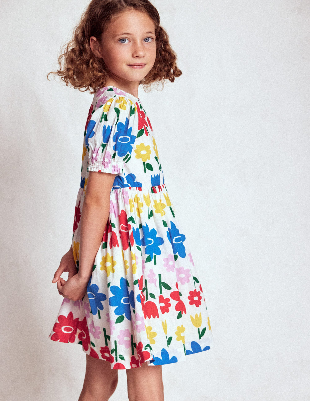 Madeline Gewebtes Kleid-Bunt Regenbogen Blume - Image 3