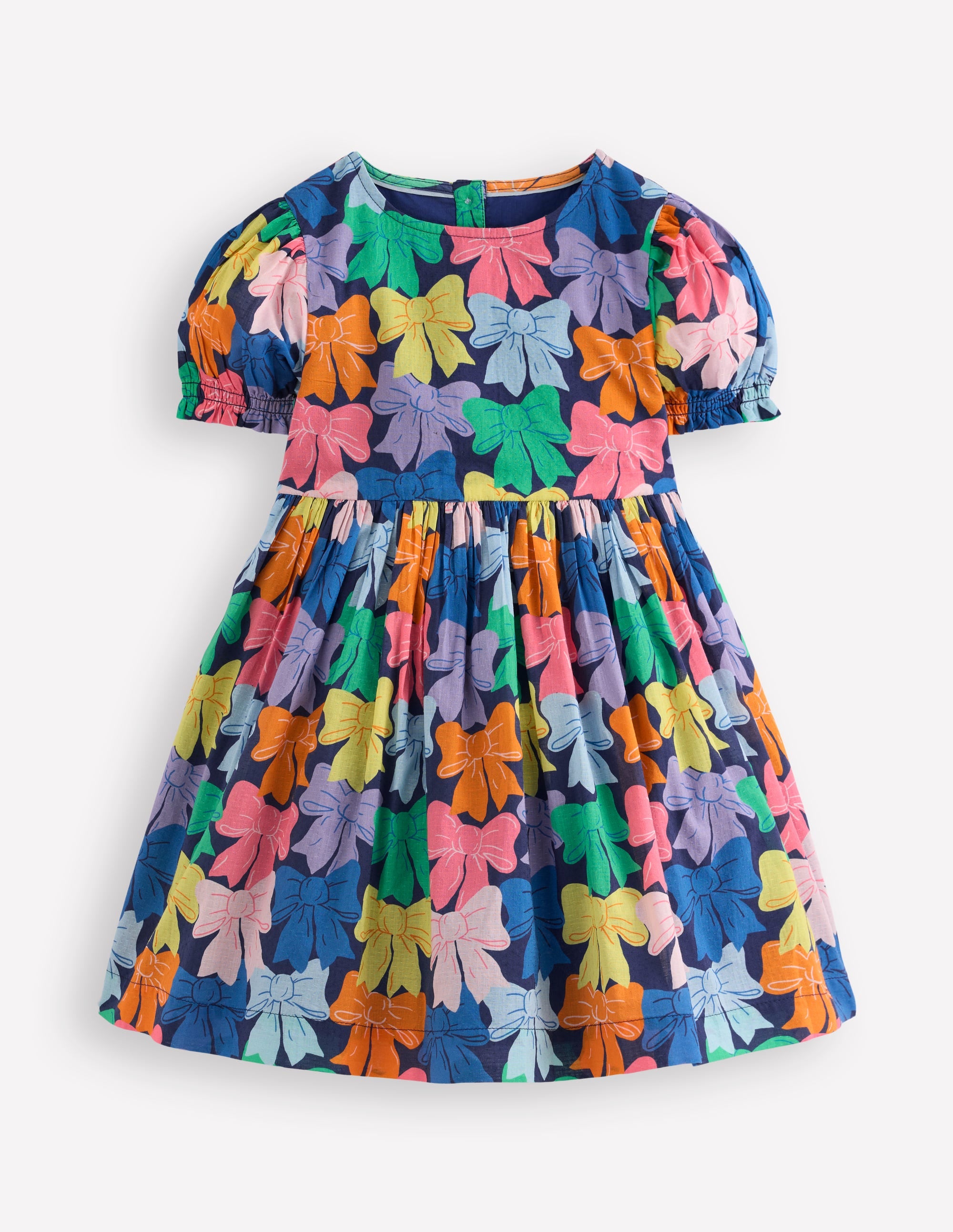 Madeline Woven Dress-Multi Rainbow Bows - Image 1