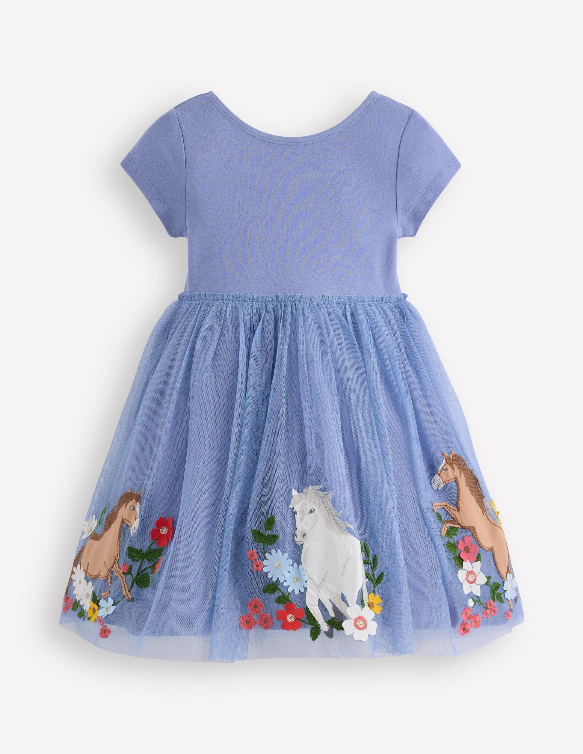 Ami Tüllkleid mit Applikationen-Hellblau Pferde-4