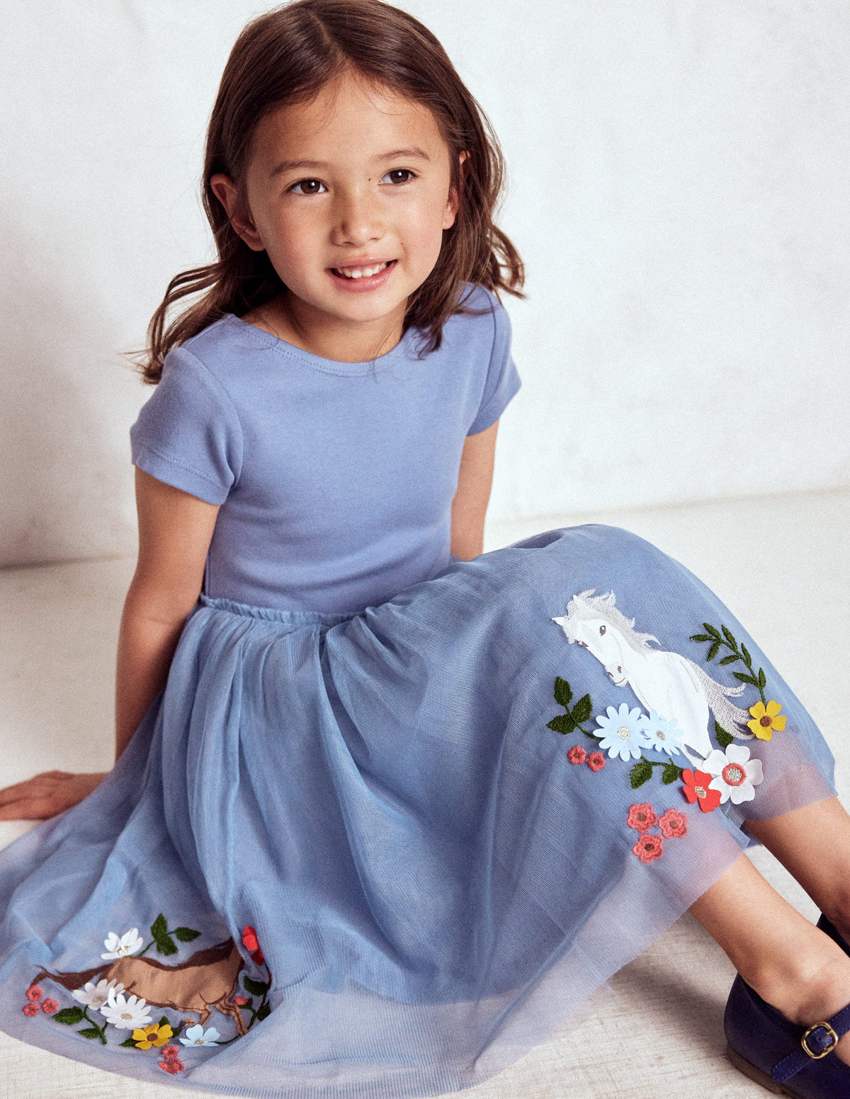 Ami Tüllkleid mit Applikationen-Hellblau Pferde - Image 3