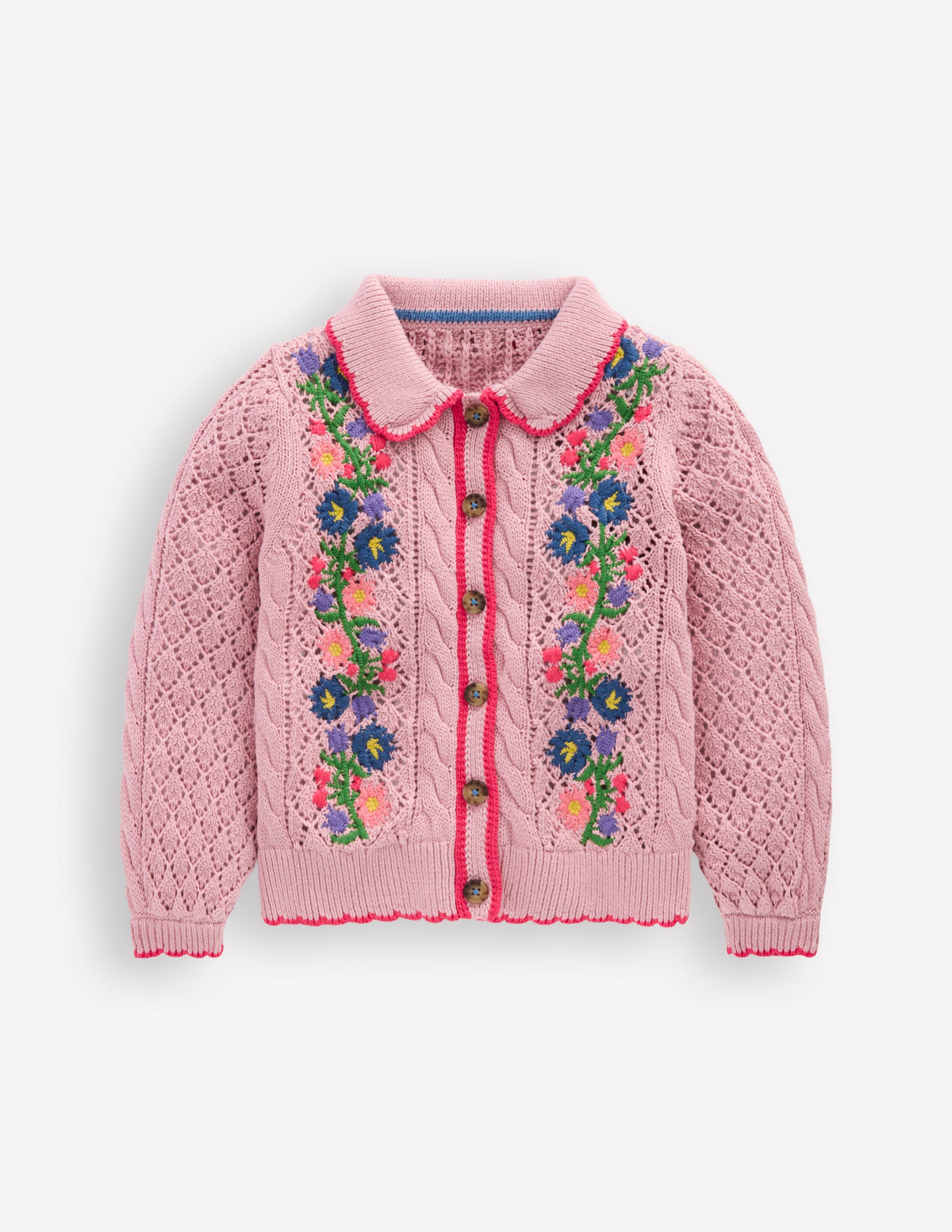Bestickte Baumwoll-Strickjacke-Vintage-Rosa - Image 1