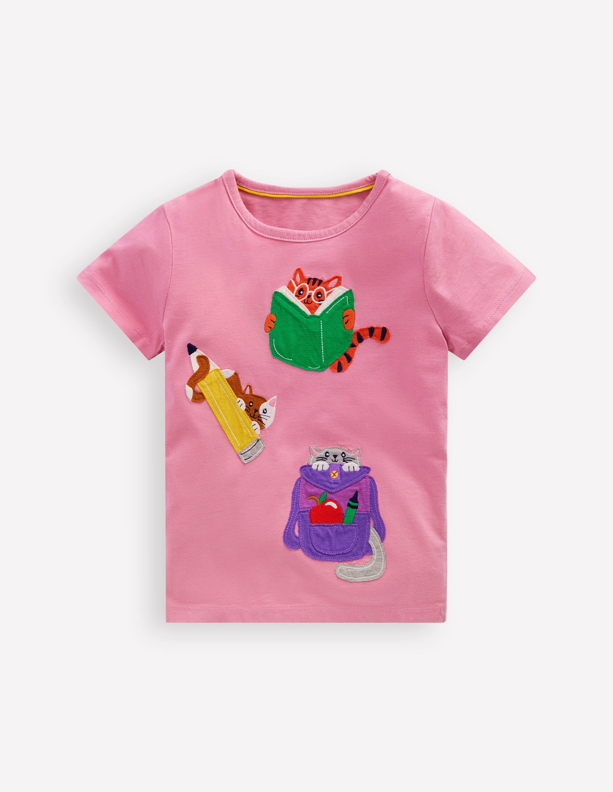 T-Shirt mit Applikation-Formica-Rosa Haustiere Schule - Image 1
