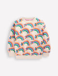 Bedrucktes Sweatshirt-Haferbeige Meliert Regenbogenherzen