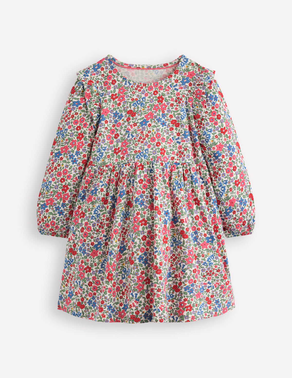 Posie Langärmliges Jerseykleid-Rosarot Blumenbeet - Image 4