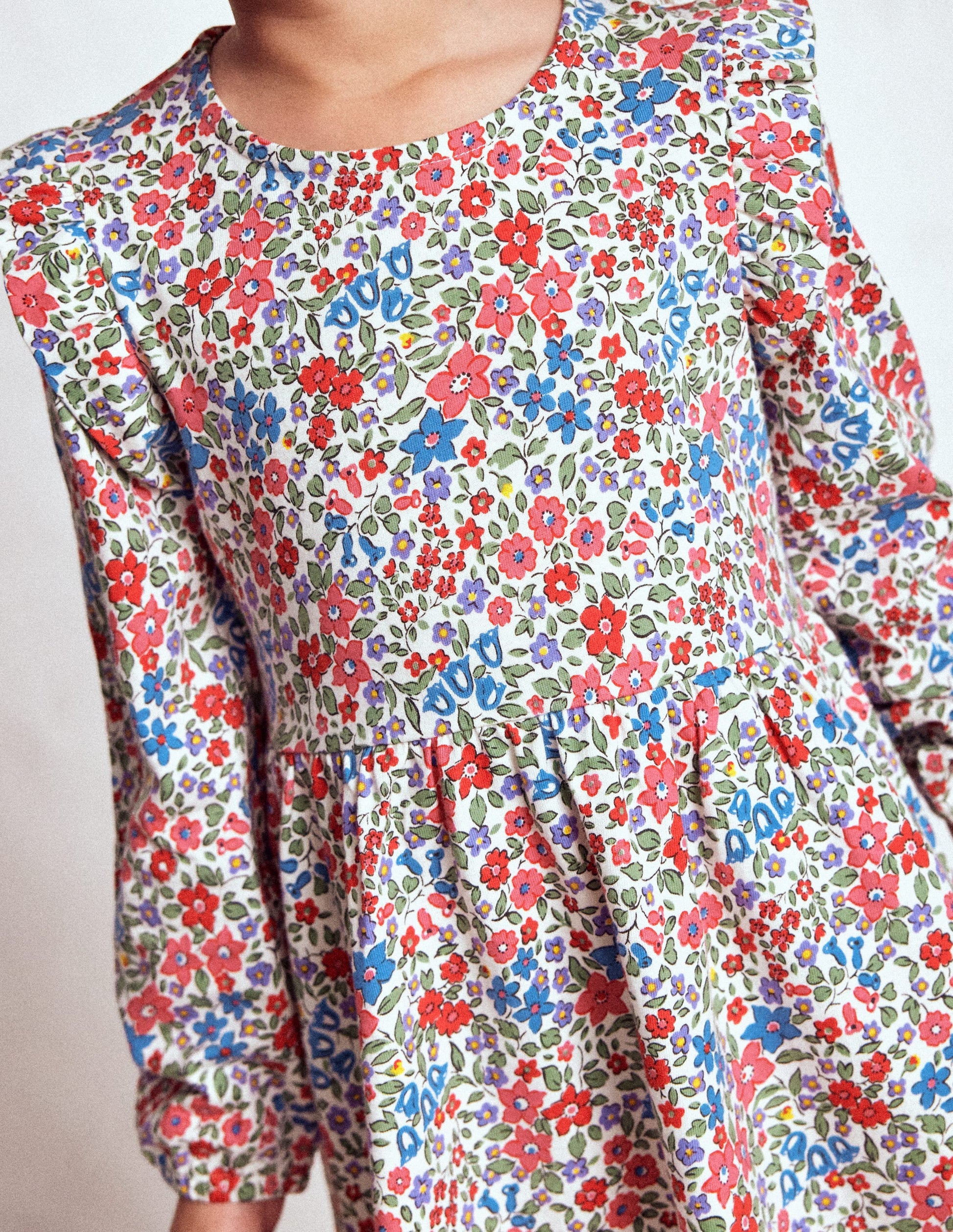 Posie Langärmliges Jerseykleid-Rosarot Blumenbeet-2