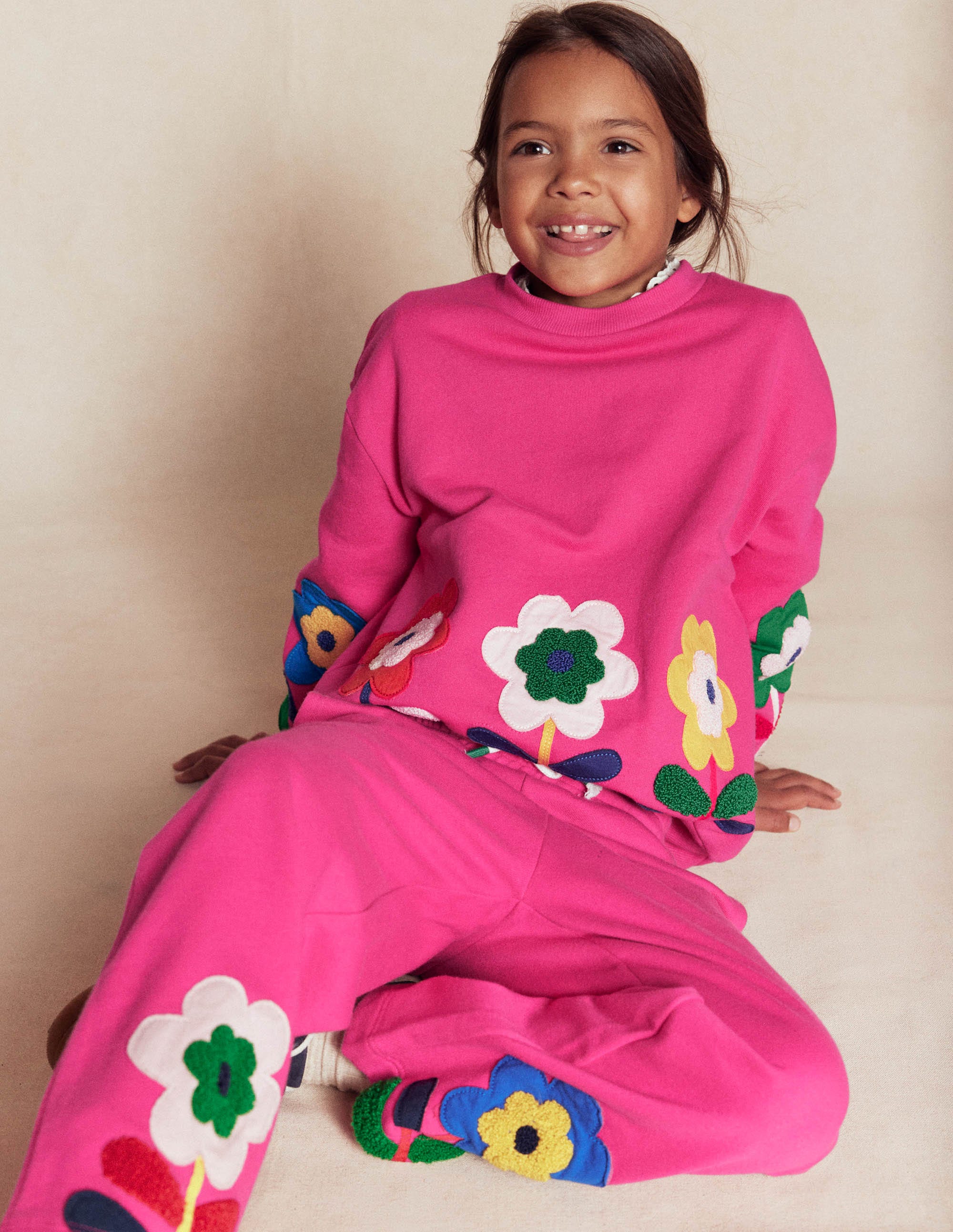Bobbie Sweatshirt mit Applikation-Himbeerrosa Blumen - Image 4