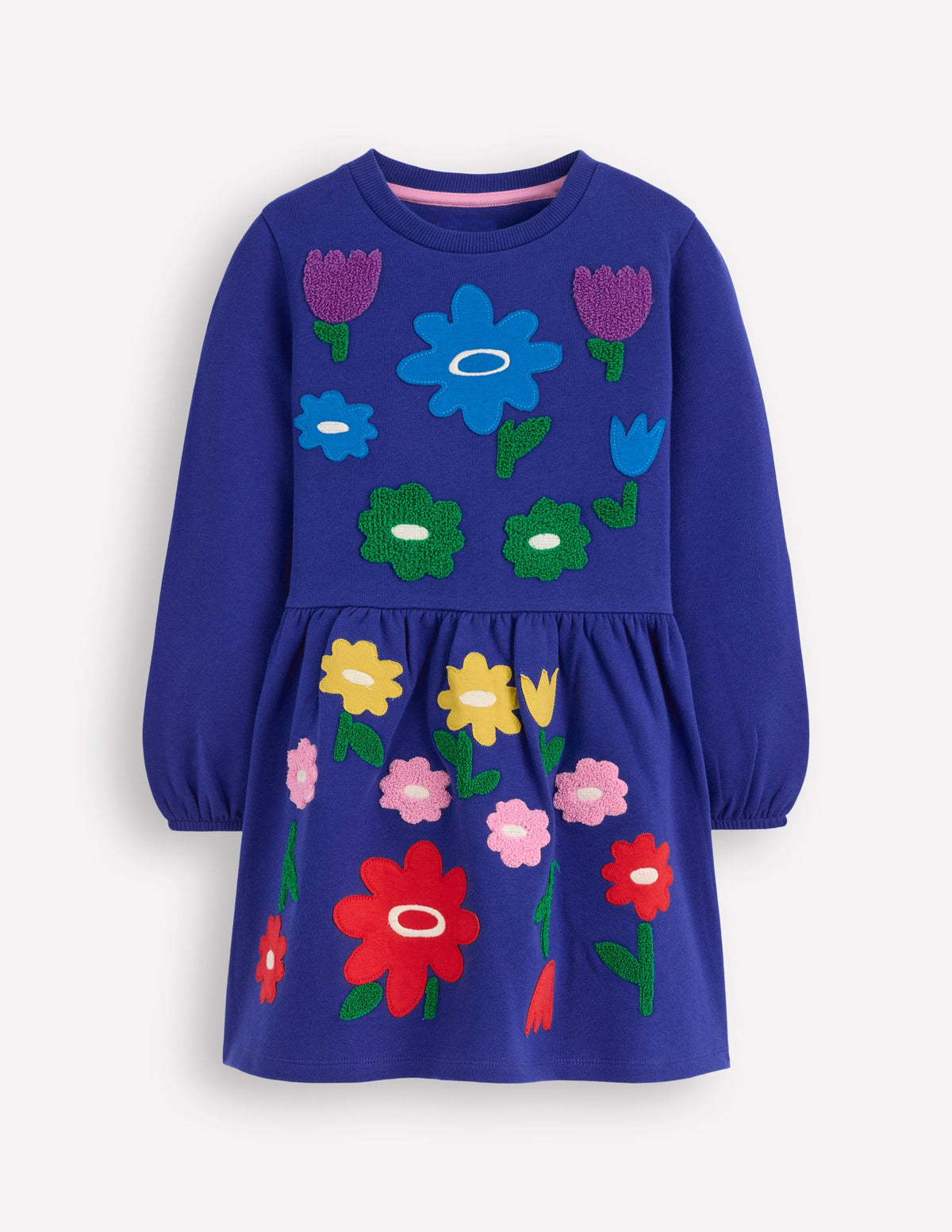 Sweatshirtkleid mit Applikation-Saphirblau Blumen - Image 1