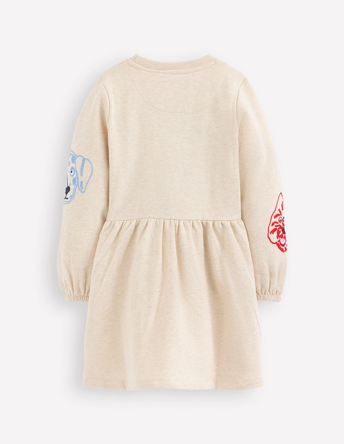 Sweatshirtkleid mit Applikation-Haferbeige Hundegesichter - Image 2