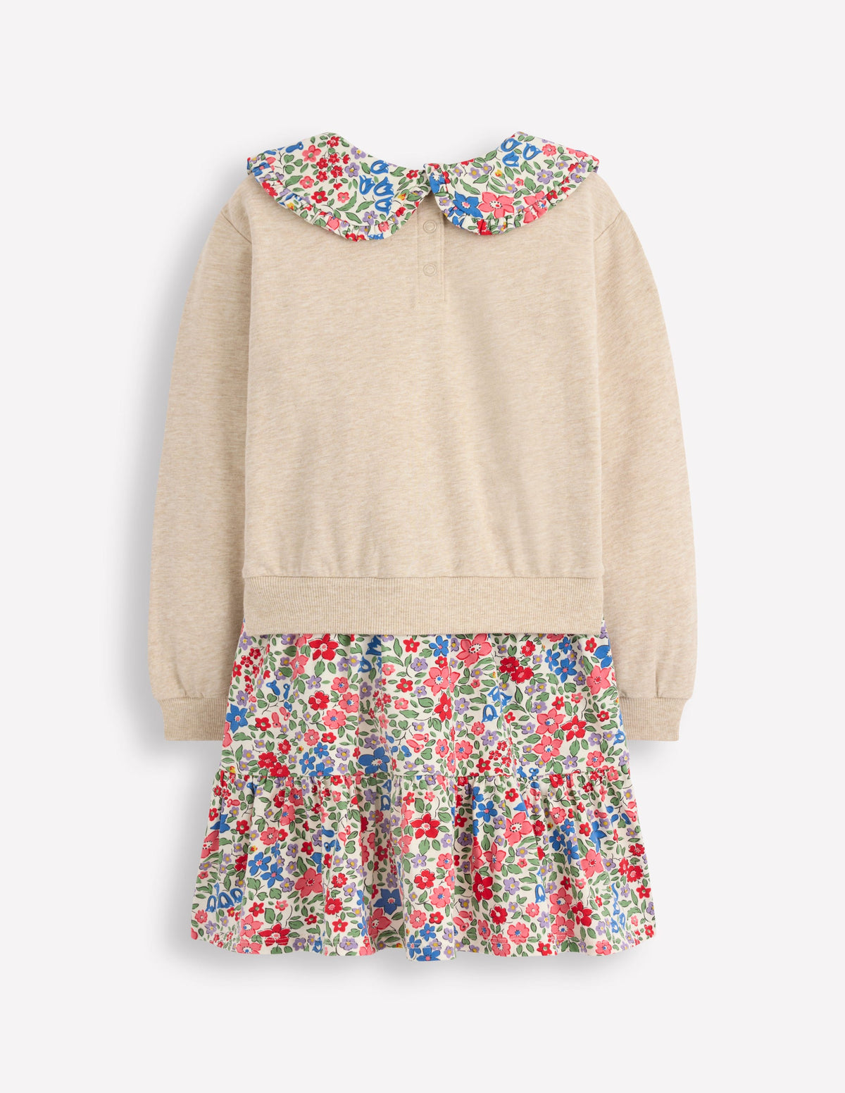 2-in-1-Sweatshirtkleid-Naturweiß/Beere, Blumenmuster - Image 2