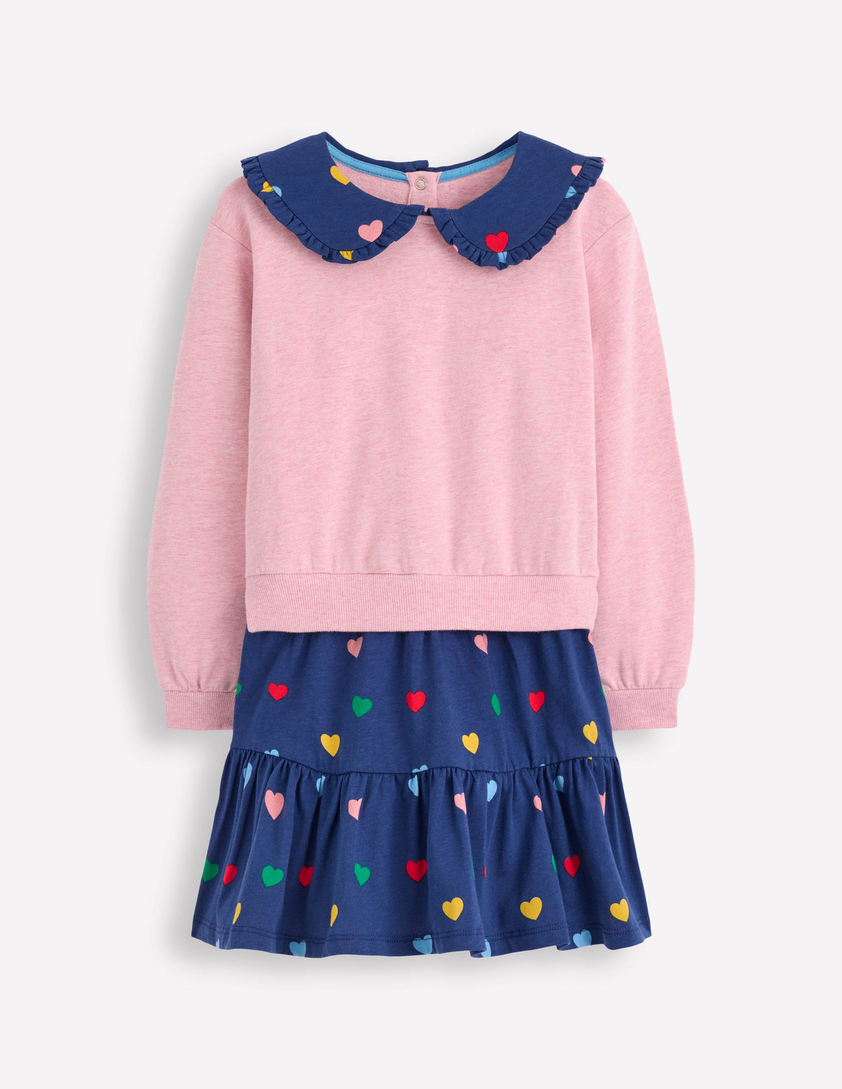 2-in-1-Sweatshirtkleid-Steuerbordblau Bunte Herzen - Image 5