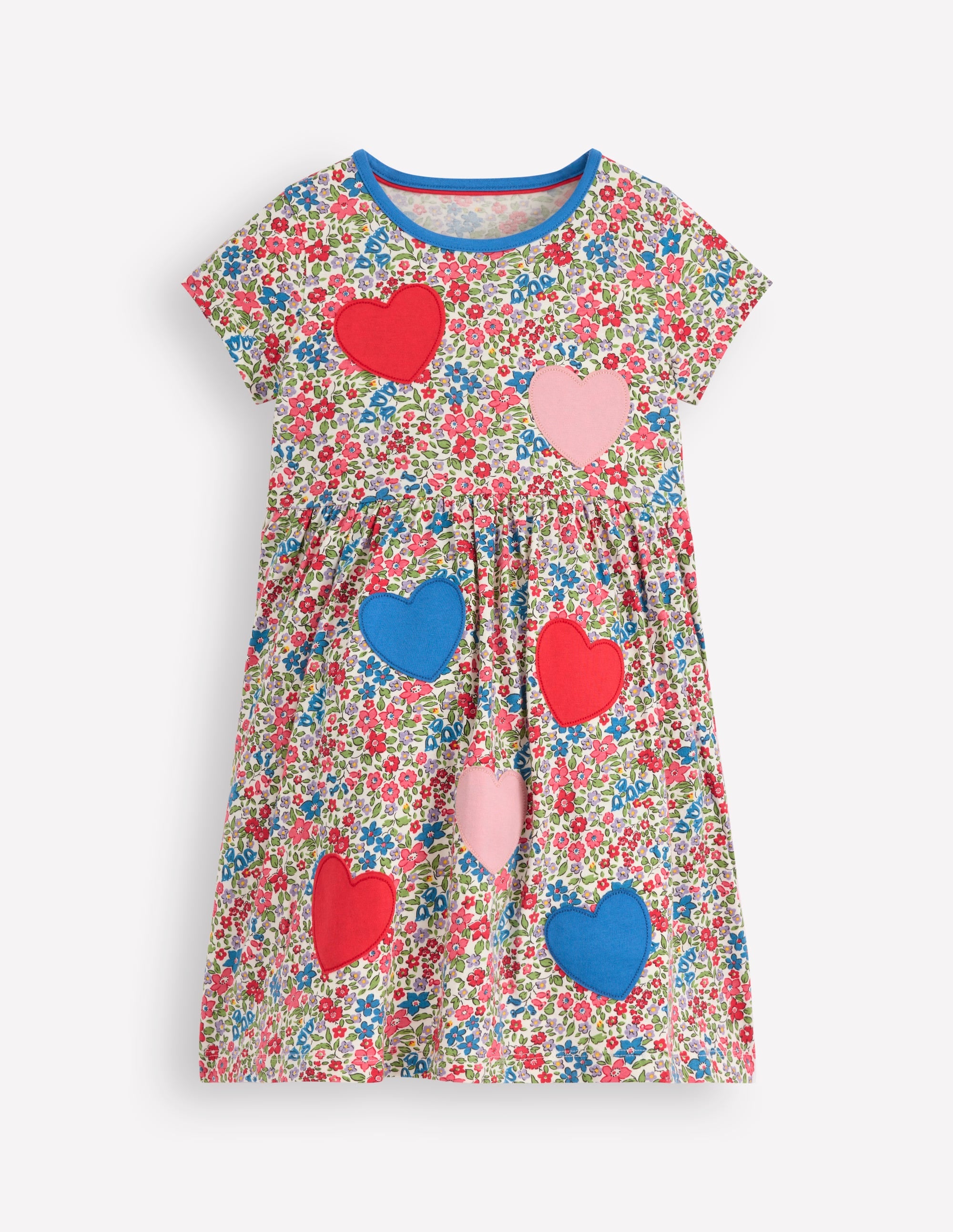 T-Shirt-Kleid mit Applikationen-Rosarot Blumenbeet Herzen - Image 4