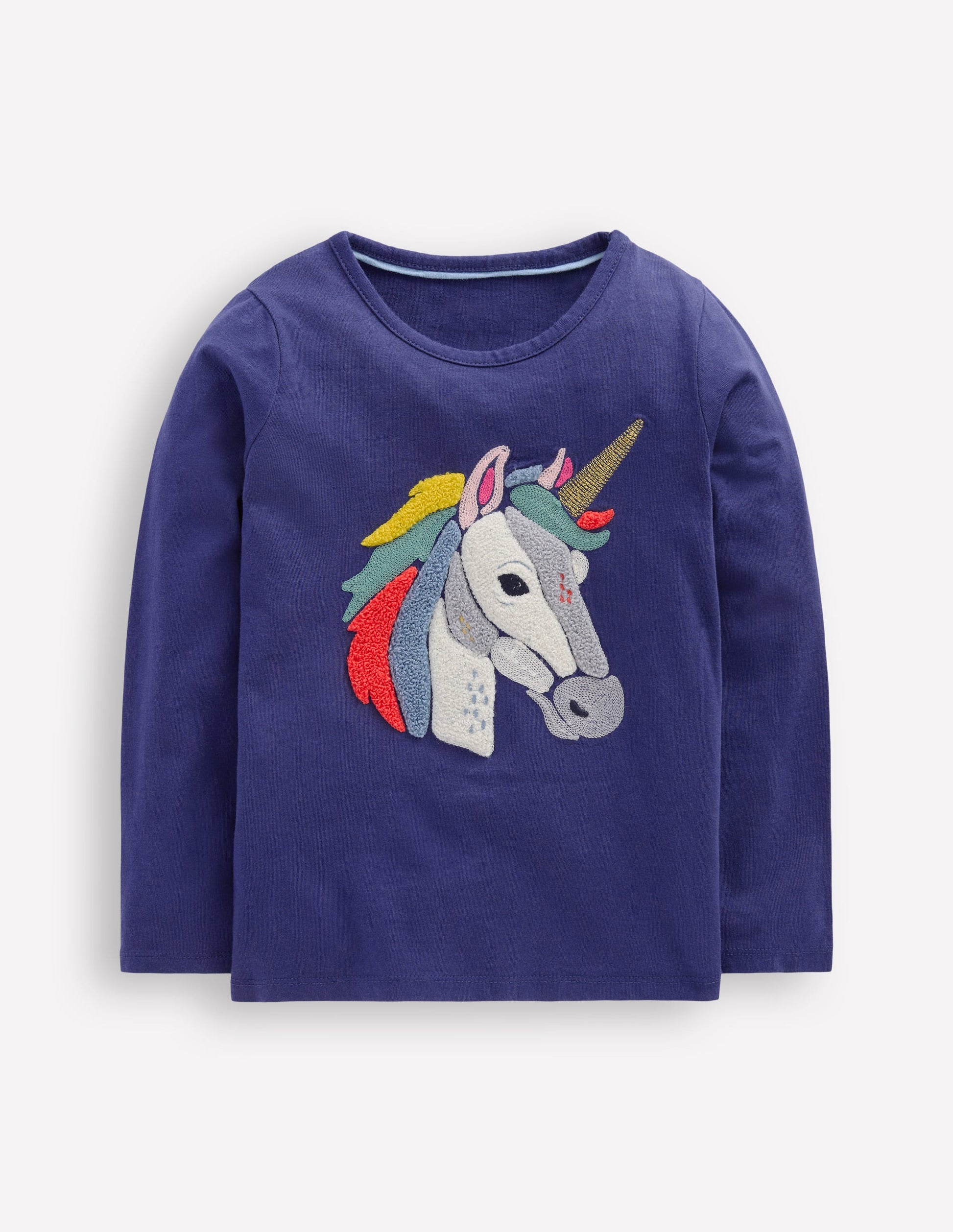 Langarmshirt aus Bouclé-Segelblau, Einhorn-1