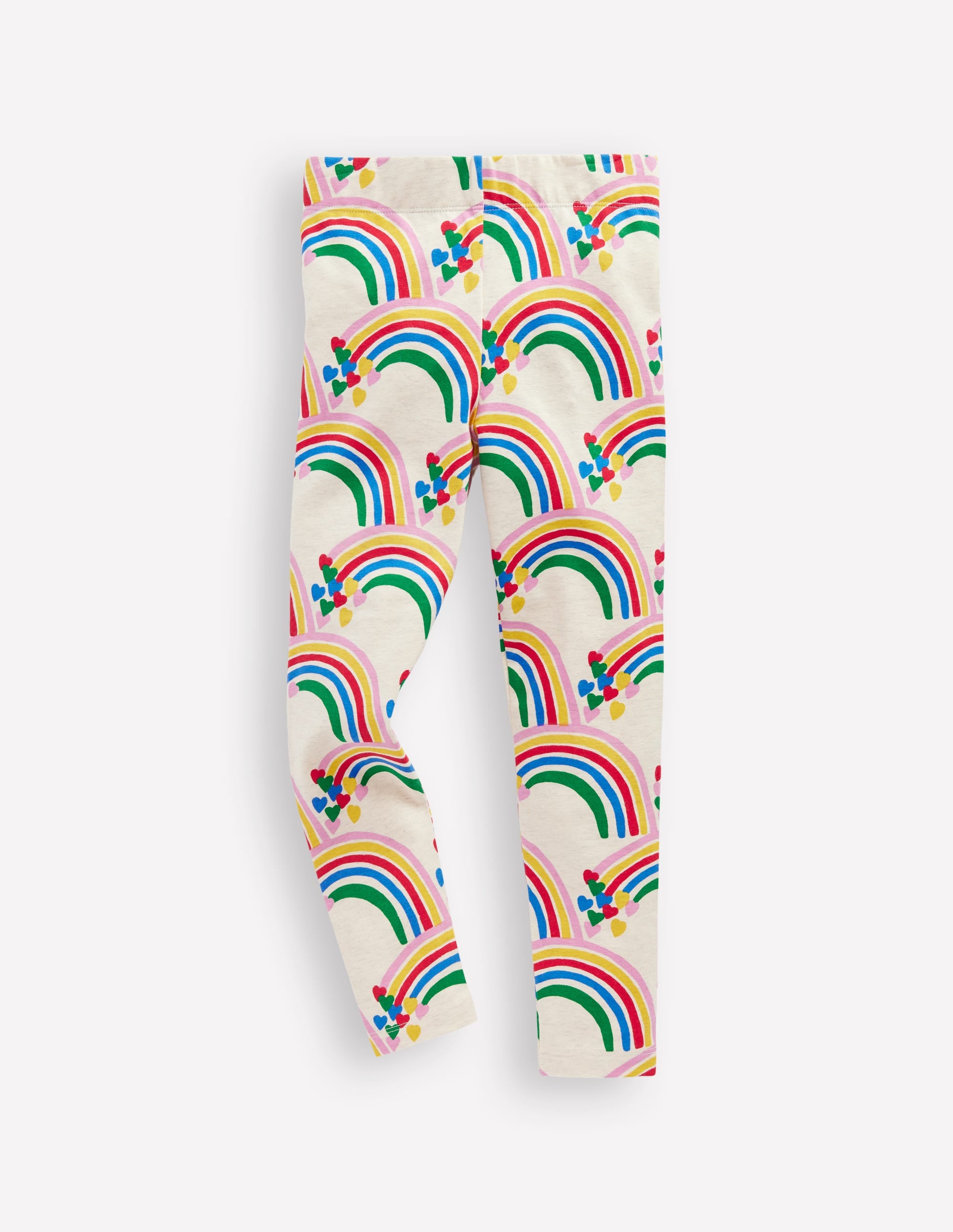 Lustige Leggings-Haferbeige Meliert Regenbogenherzen - Image 1