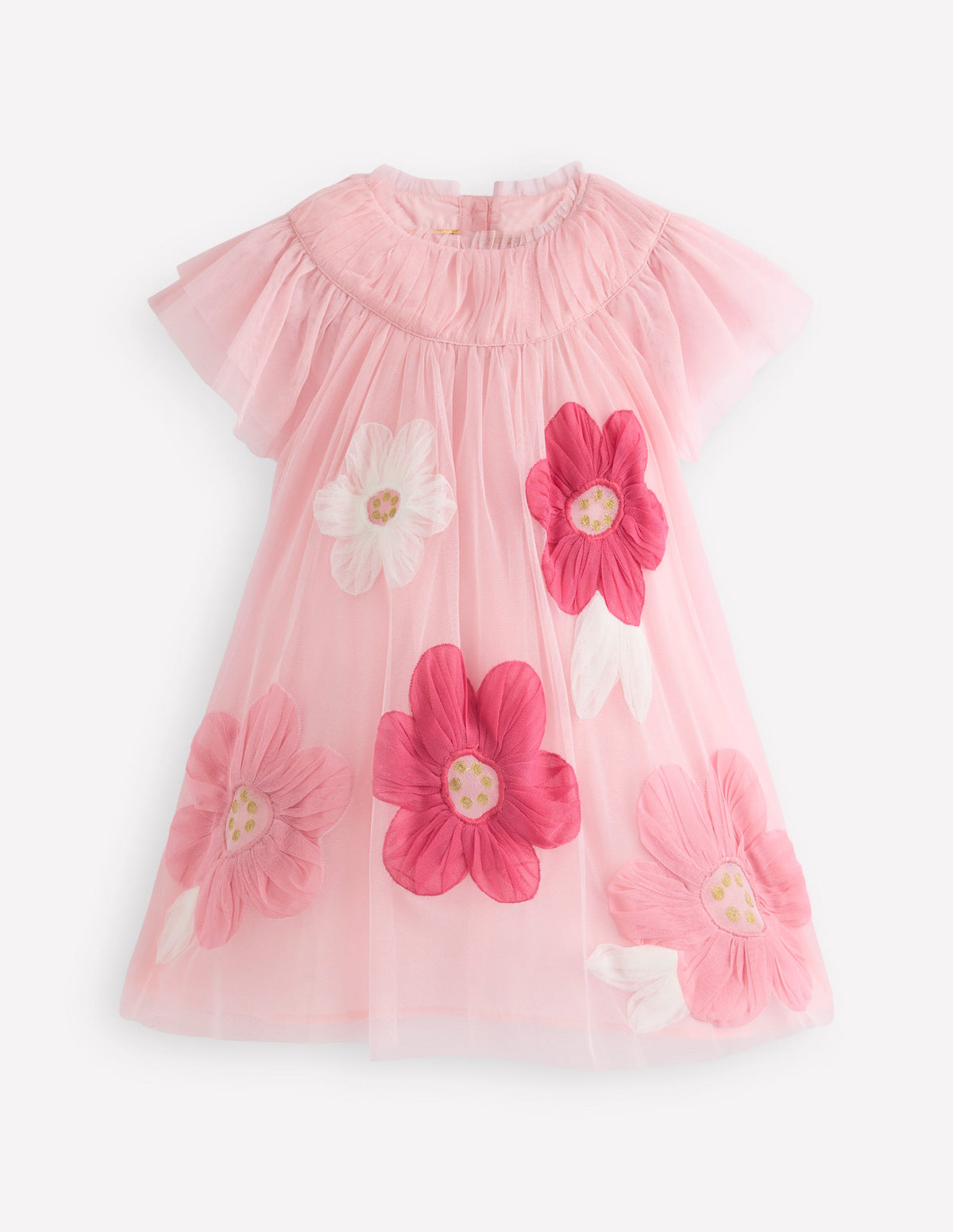Tüllkleid mit Applikationen-Kreiderosa Blume-5
